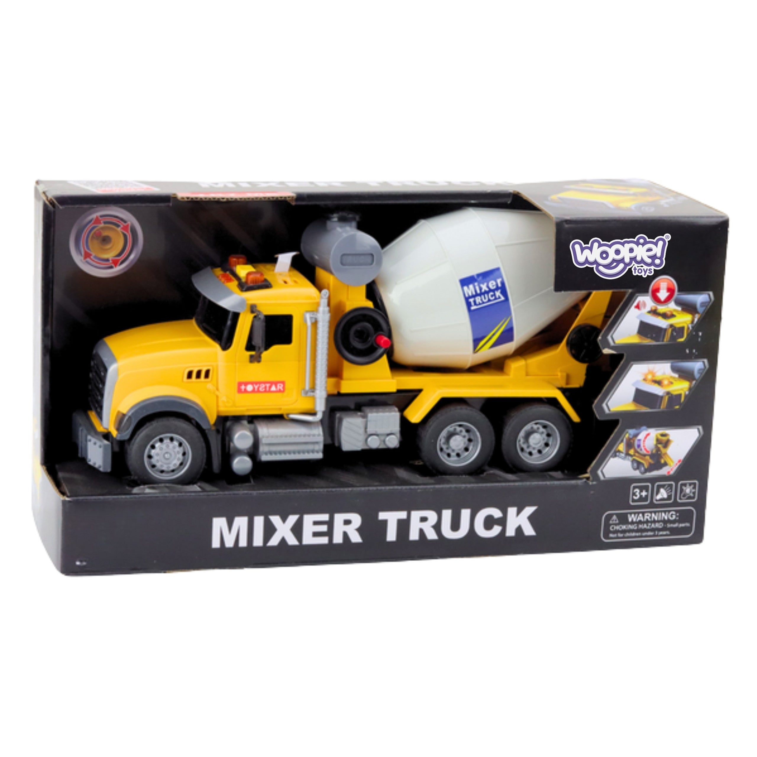 Woopie Cement Mixer Truck Rotating Drum Lights Sounds Yellow
