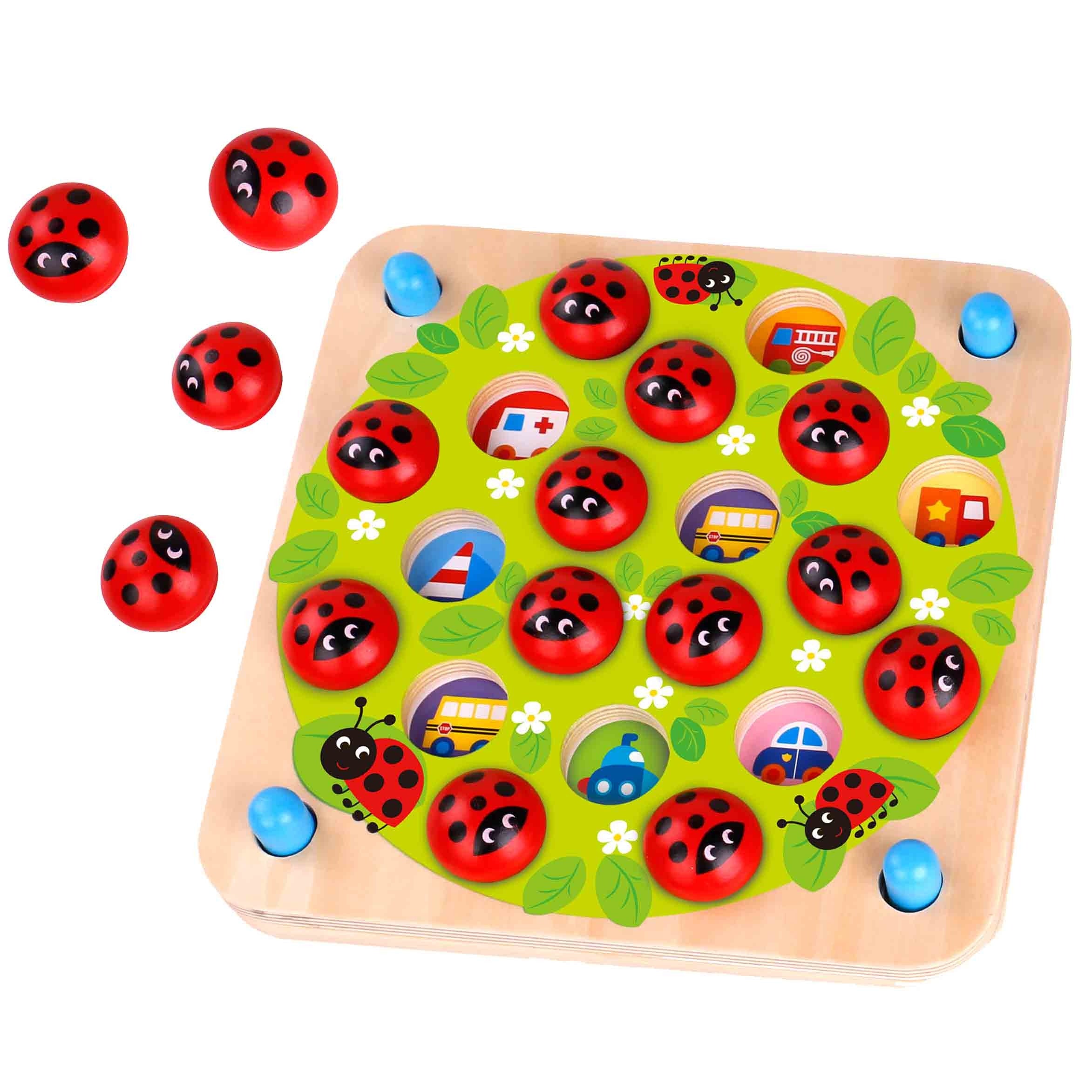 Woopie Green Memory Wooden Educational Memory Game Ladybug Puzzle