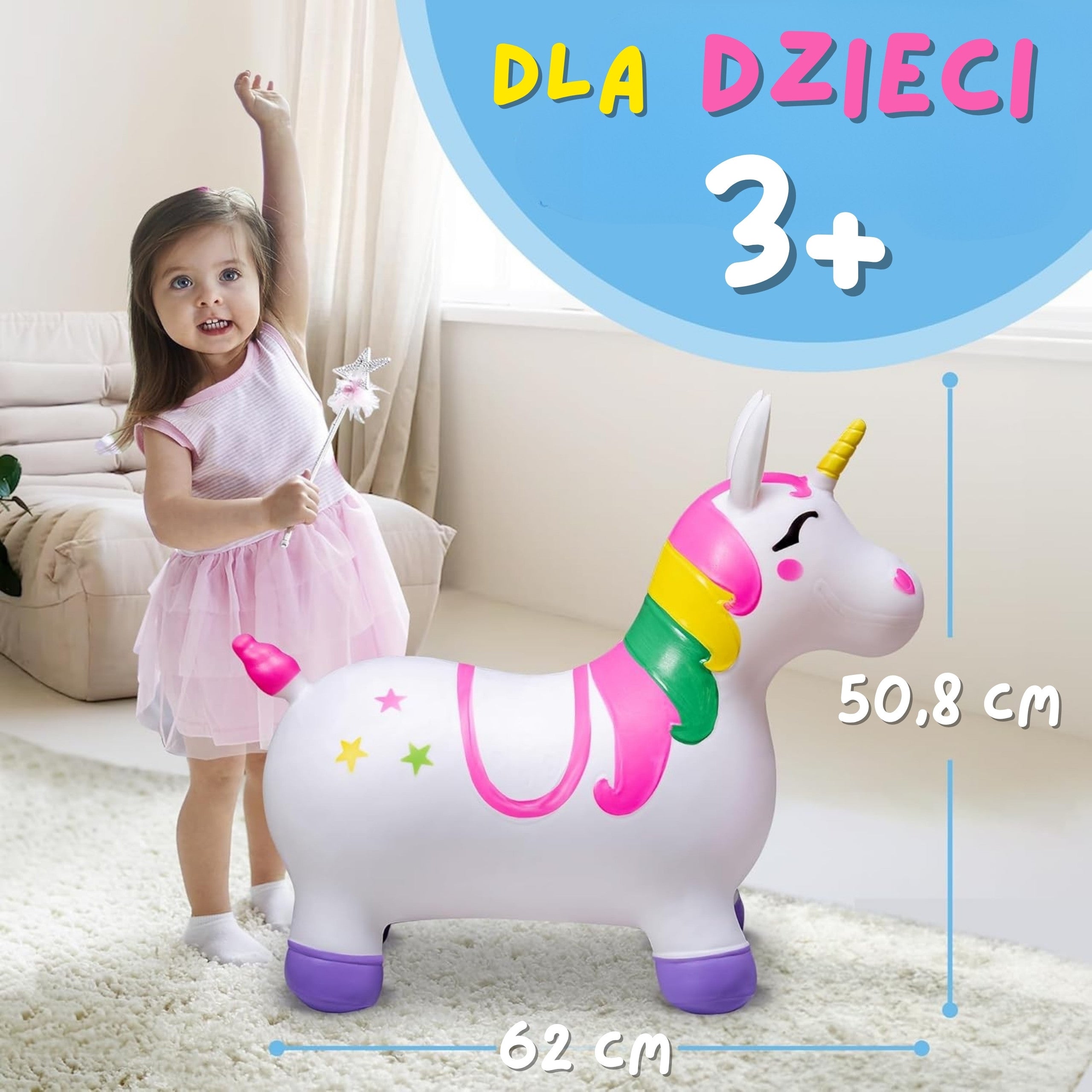 Woopie gummibygel för hoppning Unicorn White + Pump