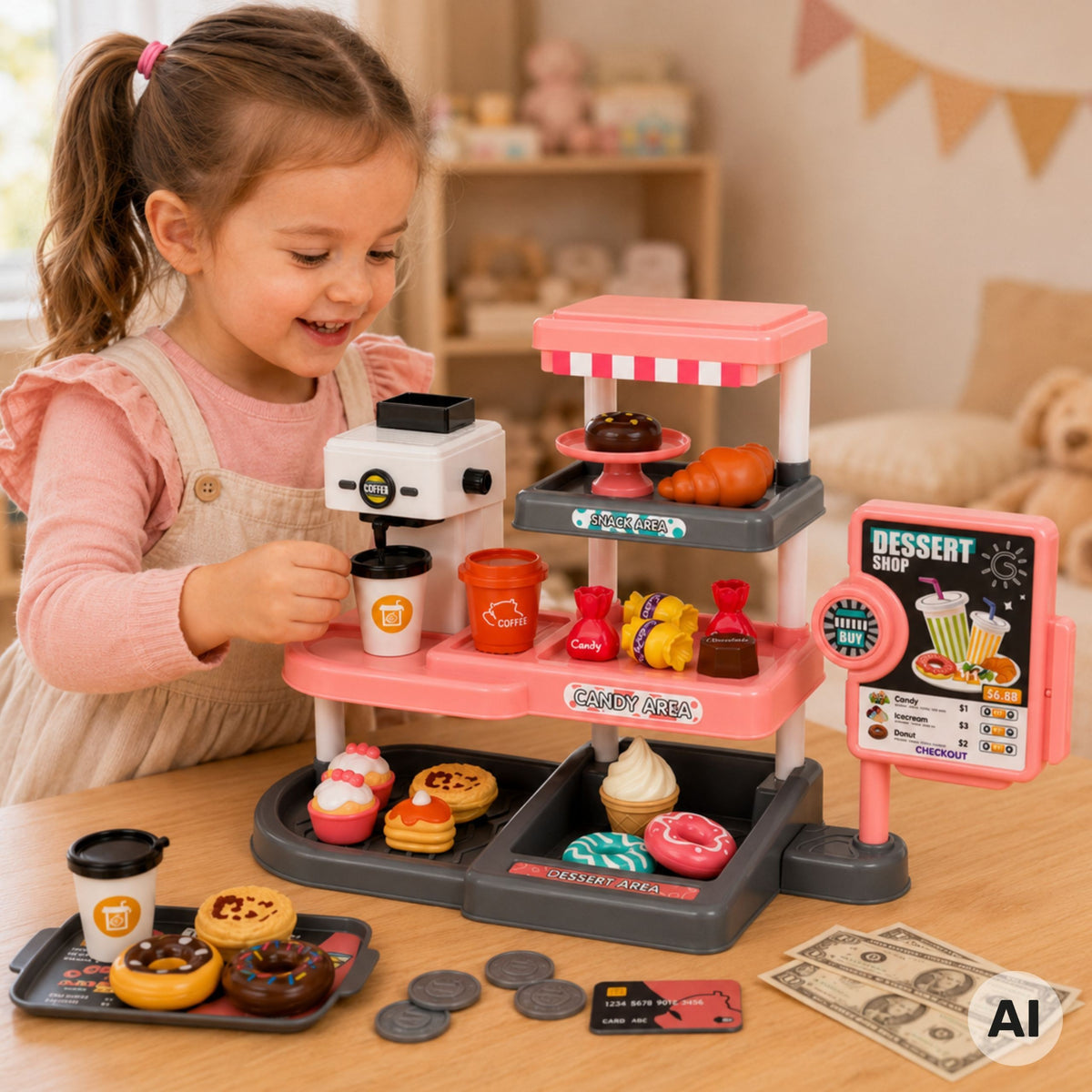 Woopie Cafe Süßwaren Kinderladen Registrierkasse Express Sound