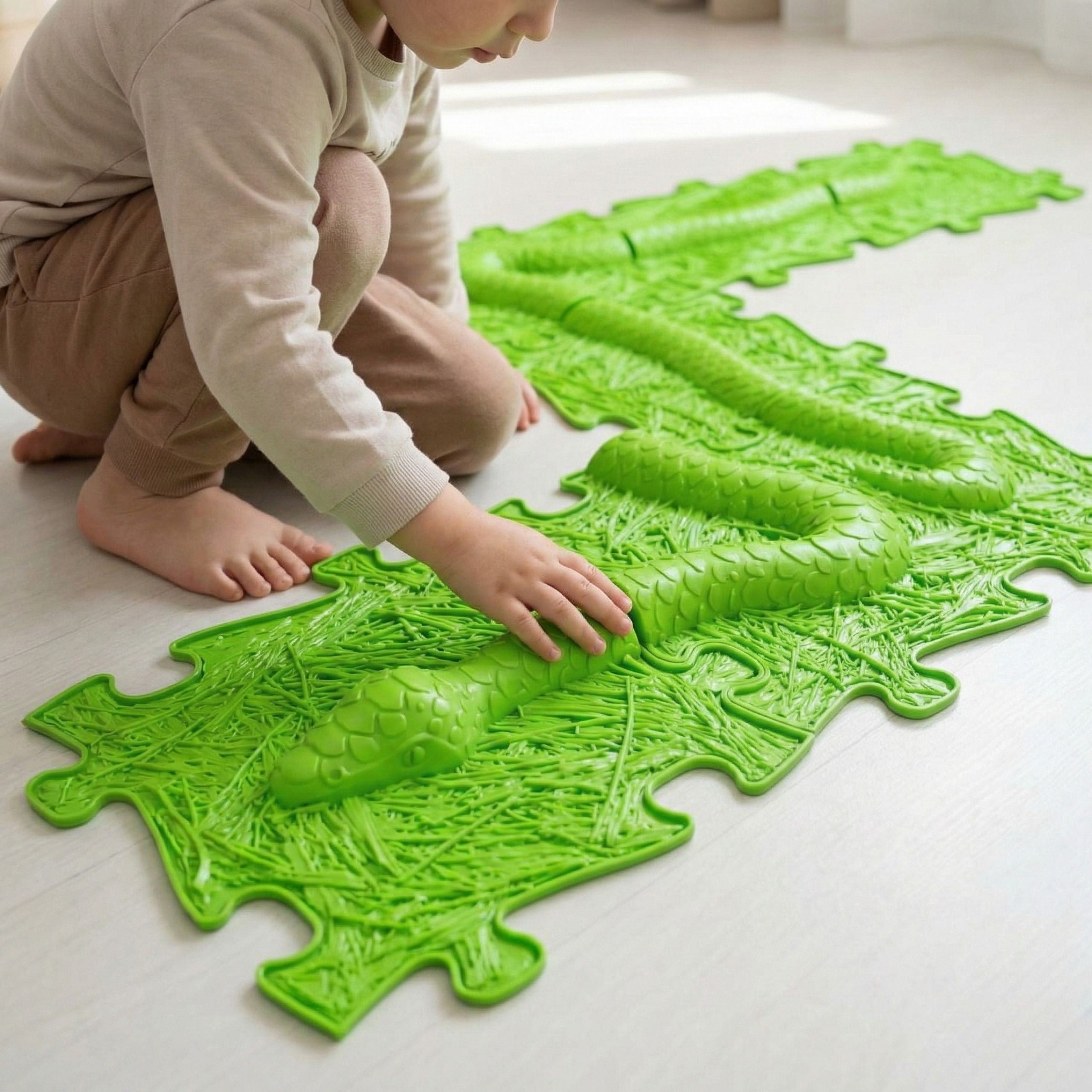 Woopie Mat Céadfach Puzal Ortaipéideach Snake Green 6 ríomhaire.