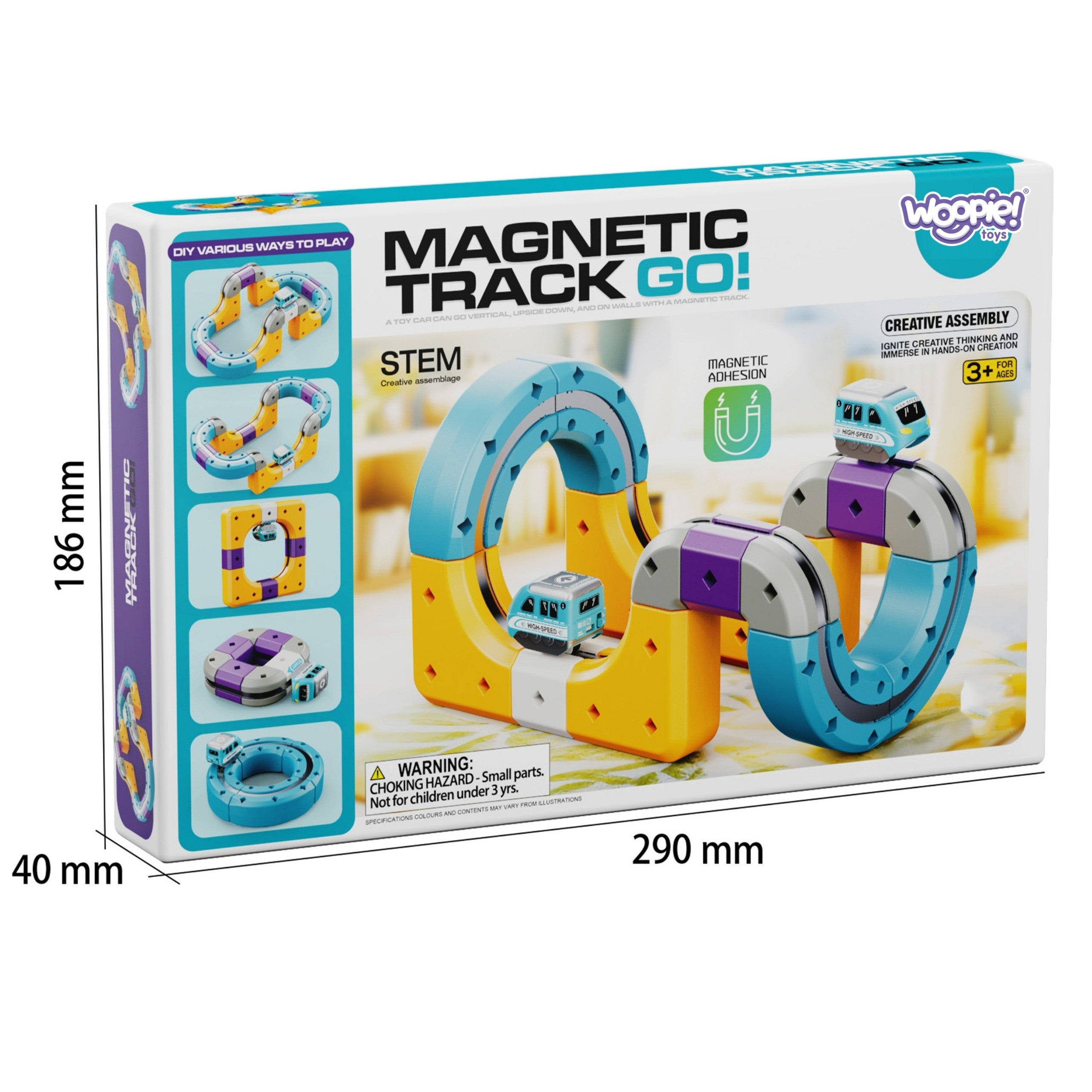 Woopie Magnetschienen-Bauset mit Anziehungseffekt 39-tlg.