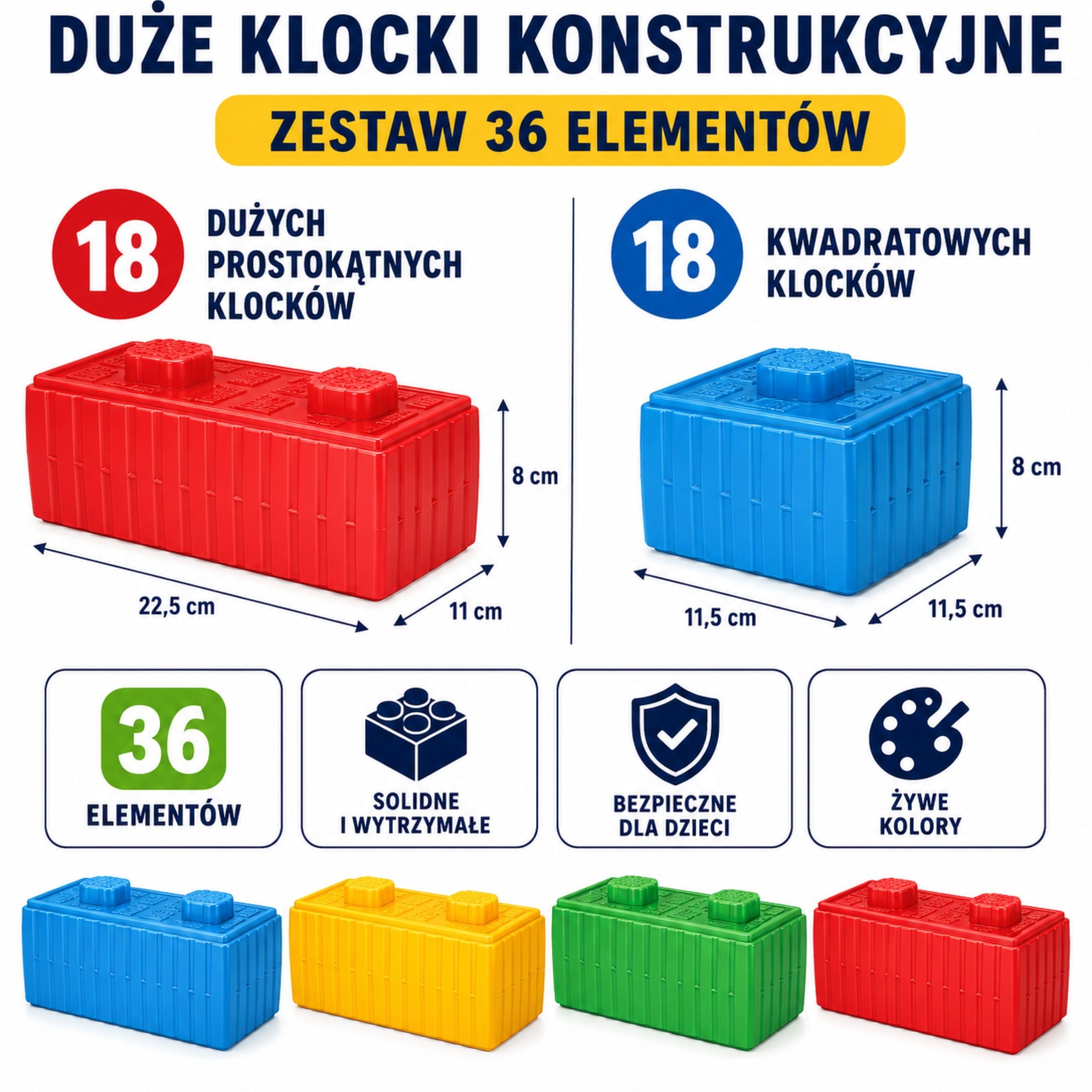 Woopie Costruzioni Blocchi Xxl Set Con Auto 43 Pezzi.