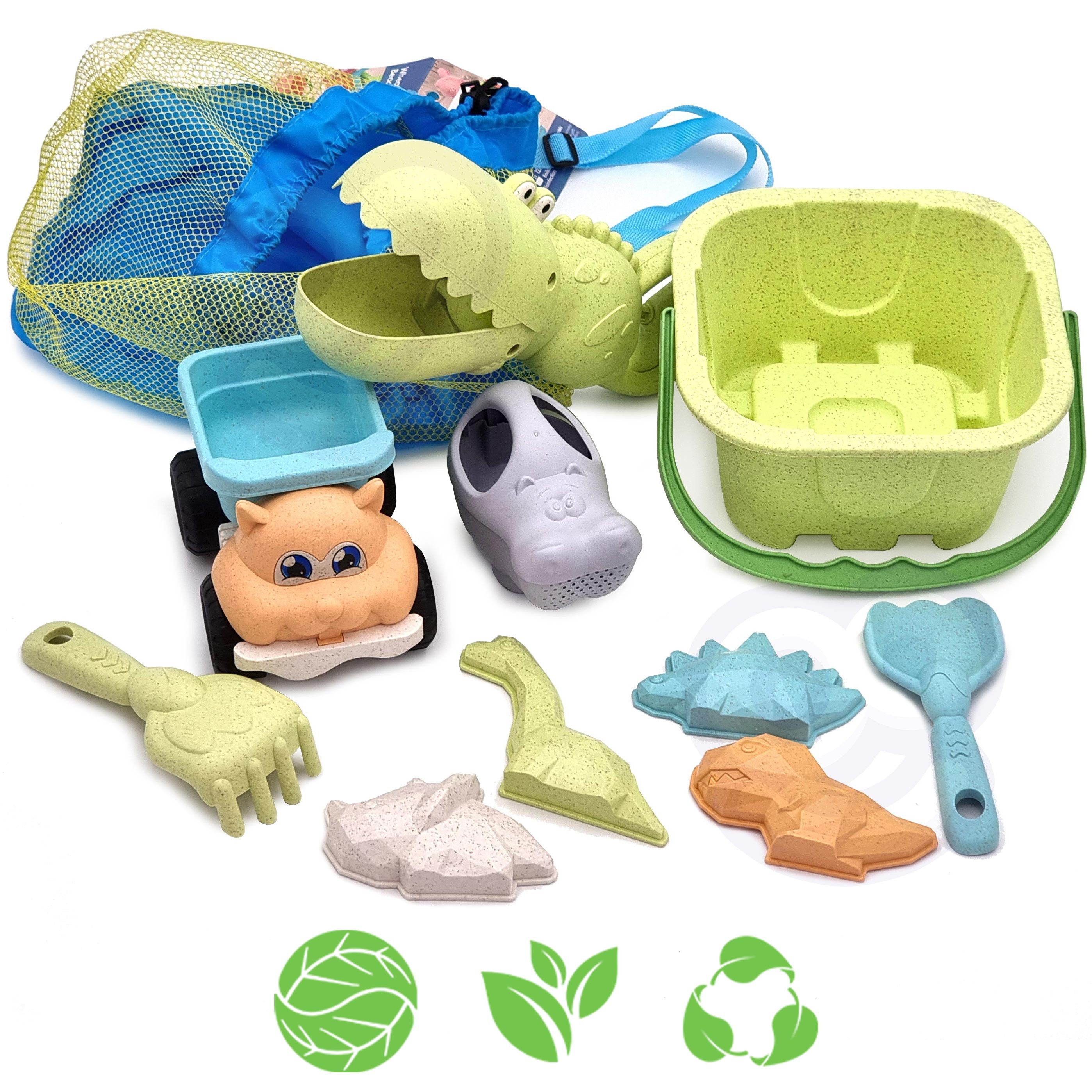 Woopie Green Sand Set With Bucket And Shovel Crocodile In A Backpack 10 Pieces. Biodegradable Organic Material