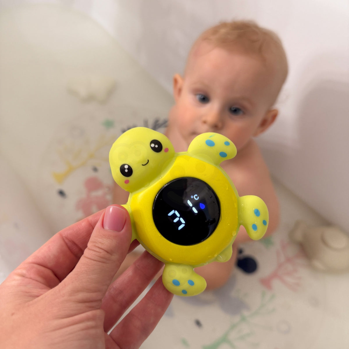 Woopie Baby Thermomètre de bain 2 en 1 pour mesurer la température de l'eau et de la pièce Tortue