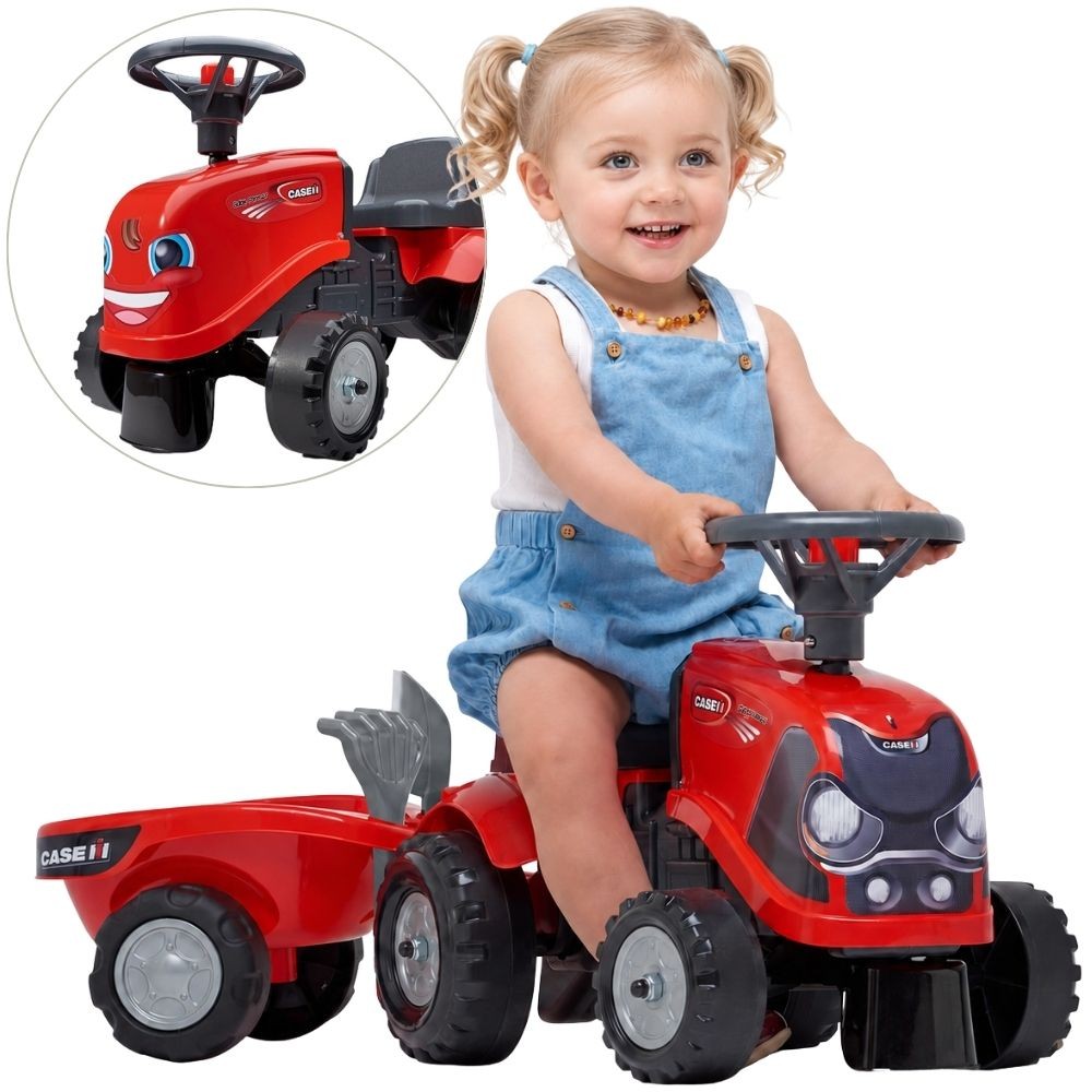 Falk Baby Case Ih Ride-on Red с ремарке + аксесоари за възраст над 12 месеца