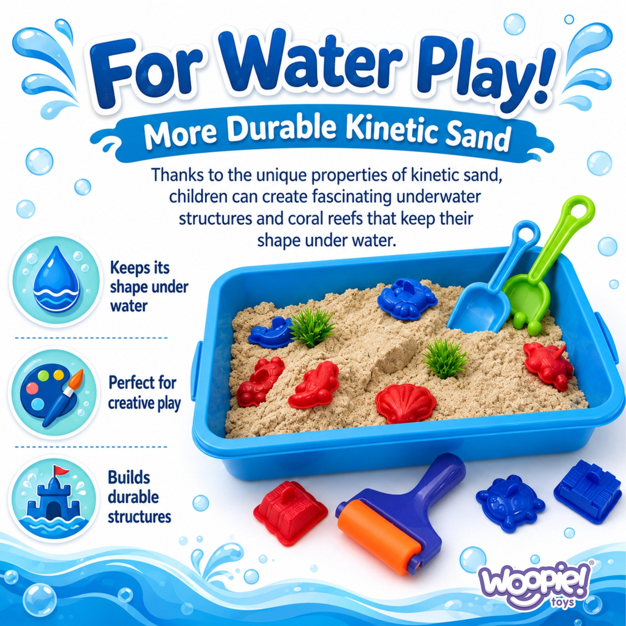 Woopie Kinetic Sand Magic For Water 18-piece Set With Case