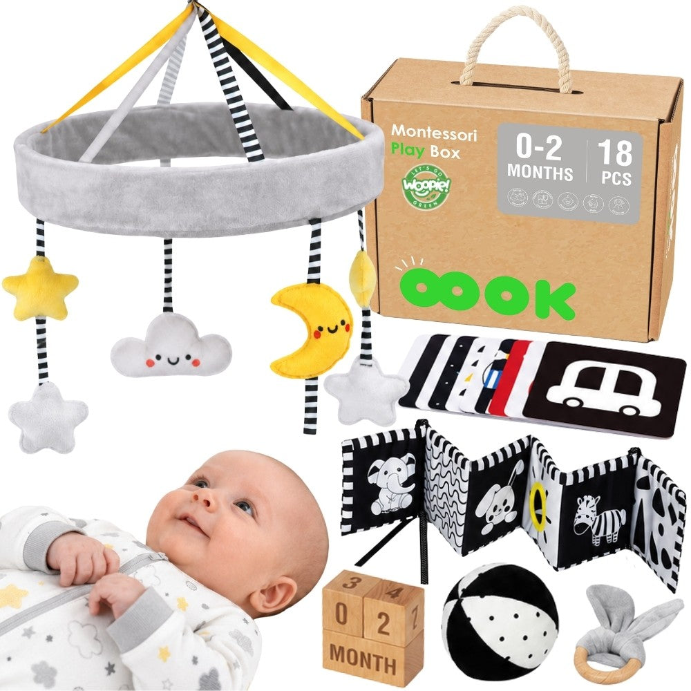 Woopie Green Box Xxl Montessori Образователна сензорна кутия 7 в 1 0-2 месеца 18 бр Fsc