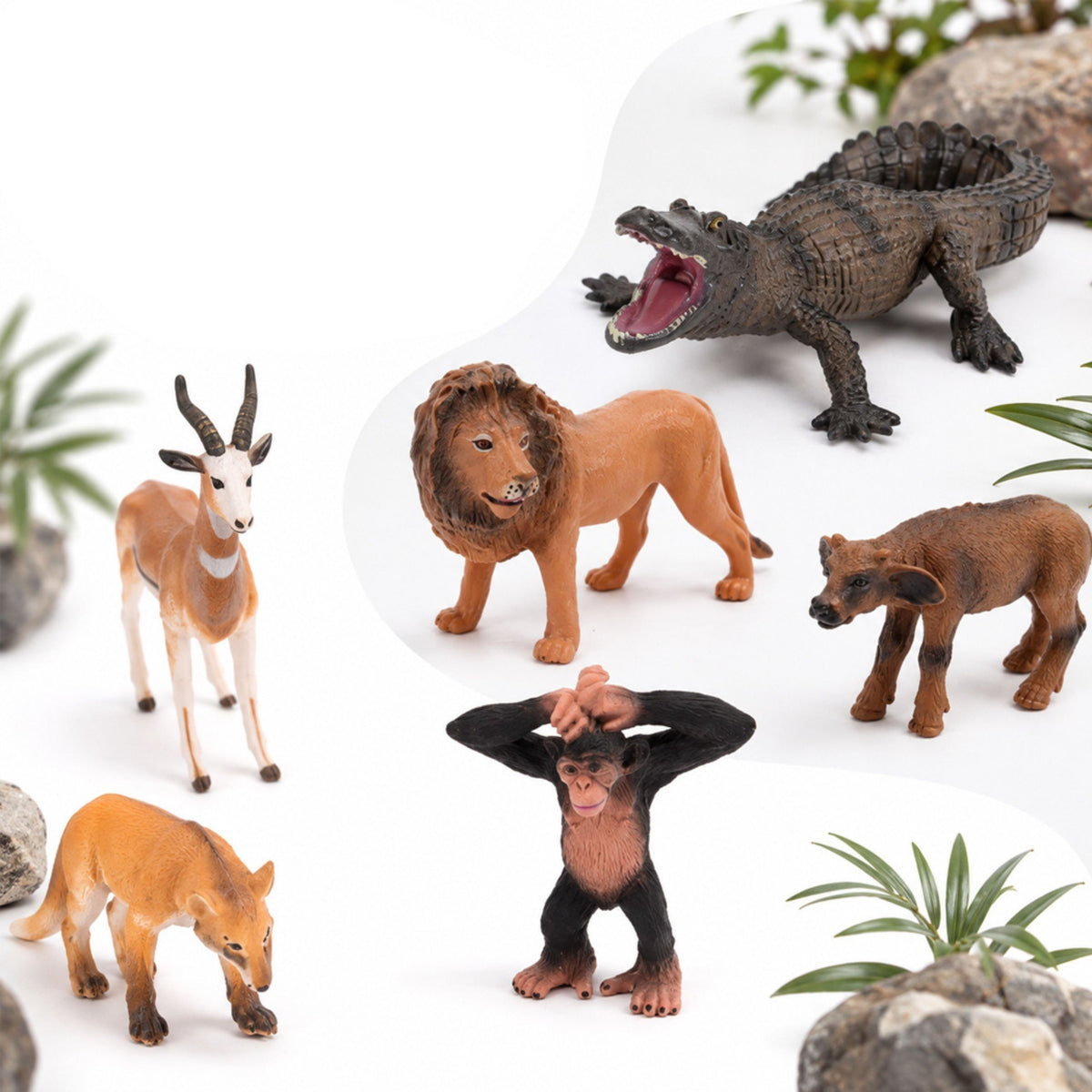 Woopie Safari Wild Animal Figures Set 6 Pcs.