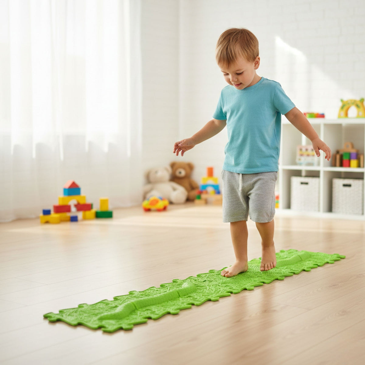 Woopie Mat Céadfach Puzal Ortaipéideach Snake Green 6 ríomhaire.