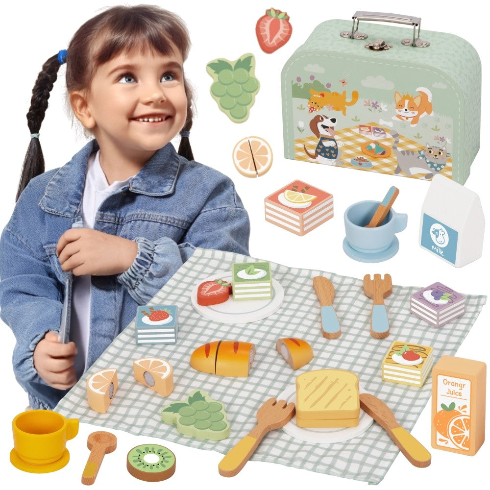 Tooky Toy Комплект за пикник Резачка за храна с велкро Комплект за закуска