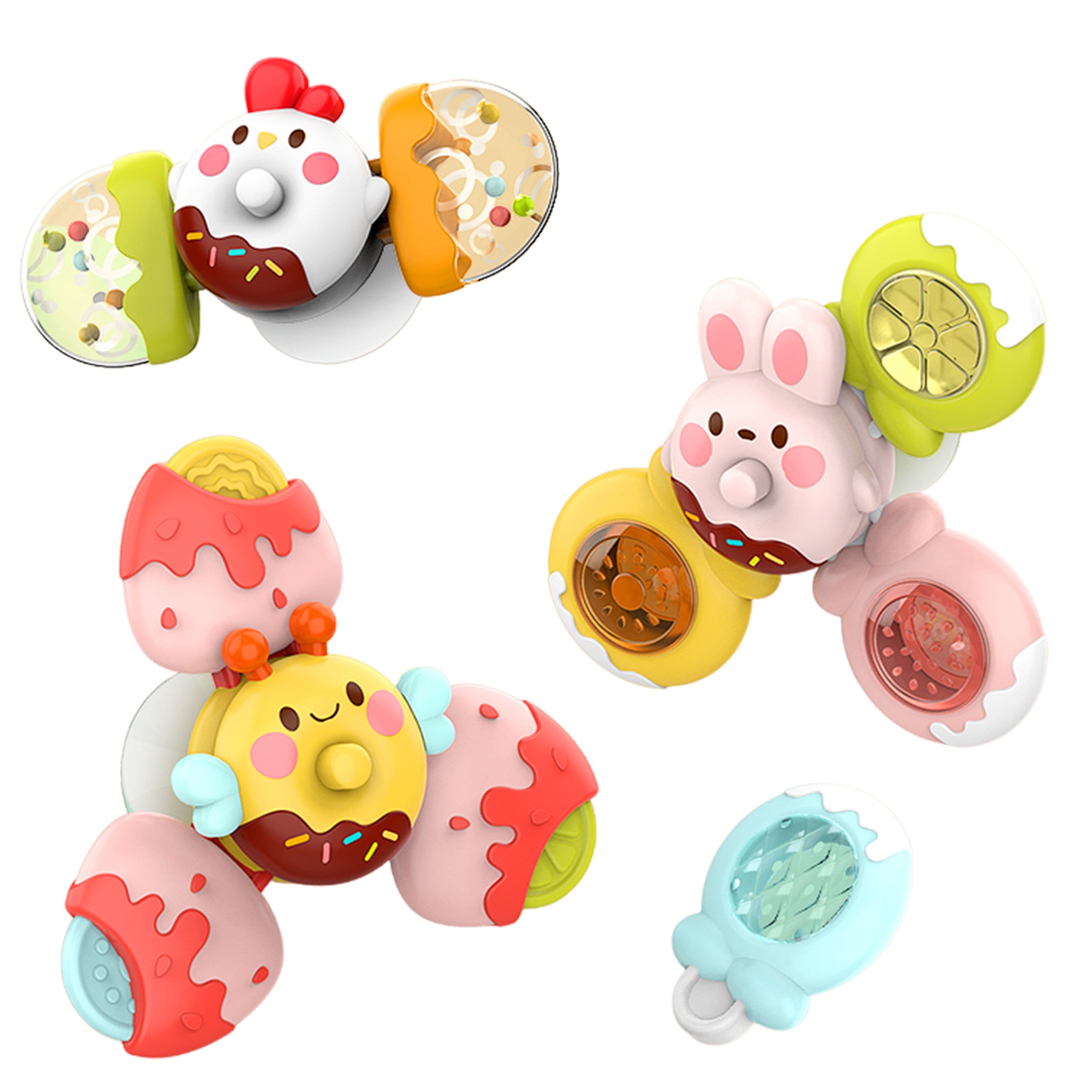 Woopie Baby Spinner Sensory Toy Bee Chicken Rabbit Interchangeable 3 Pcs.