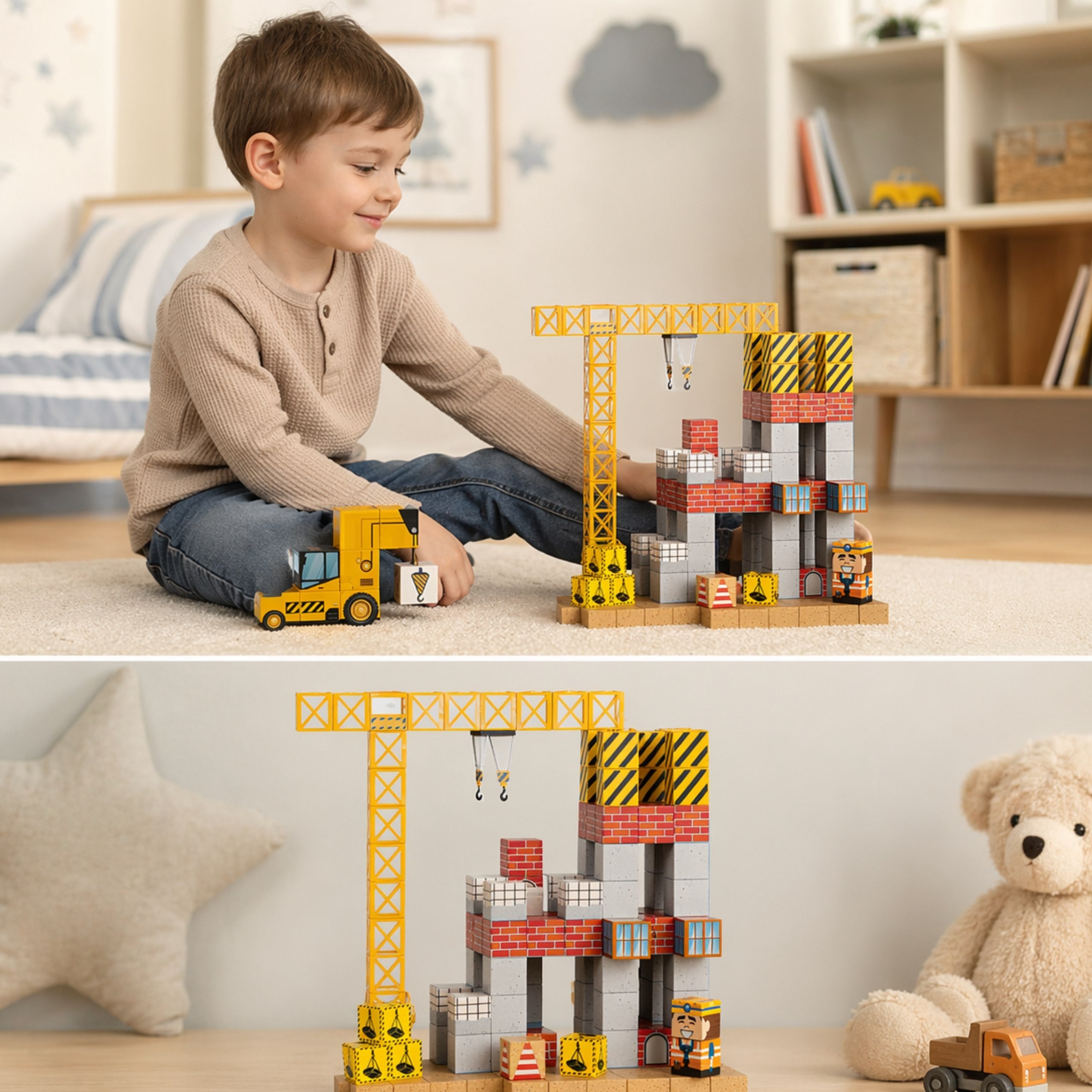 Blocos magnéticos Woopie 165pcs cubos guindaste de construção escavadeira presente 3d