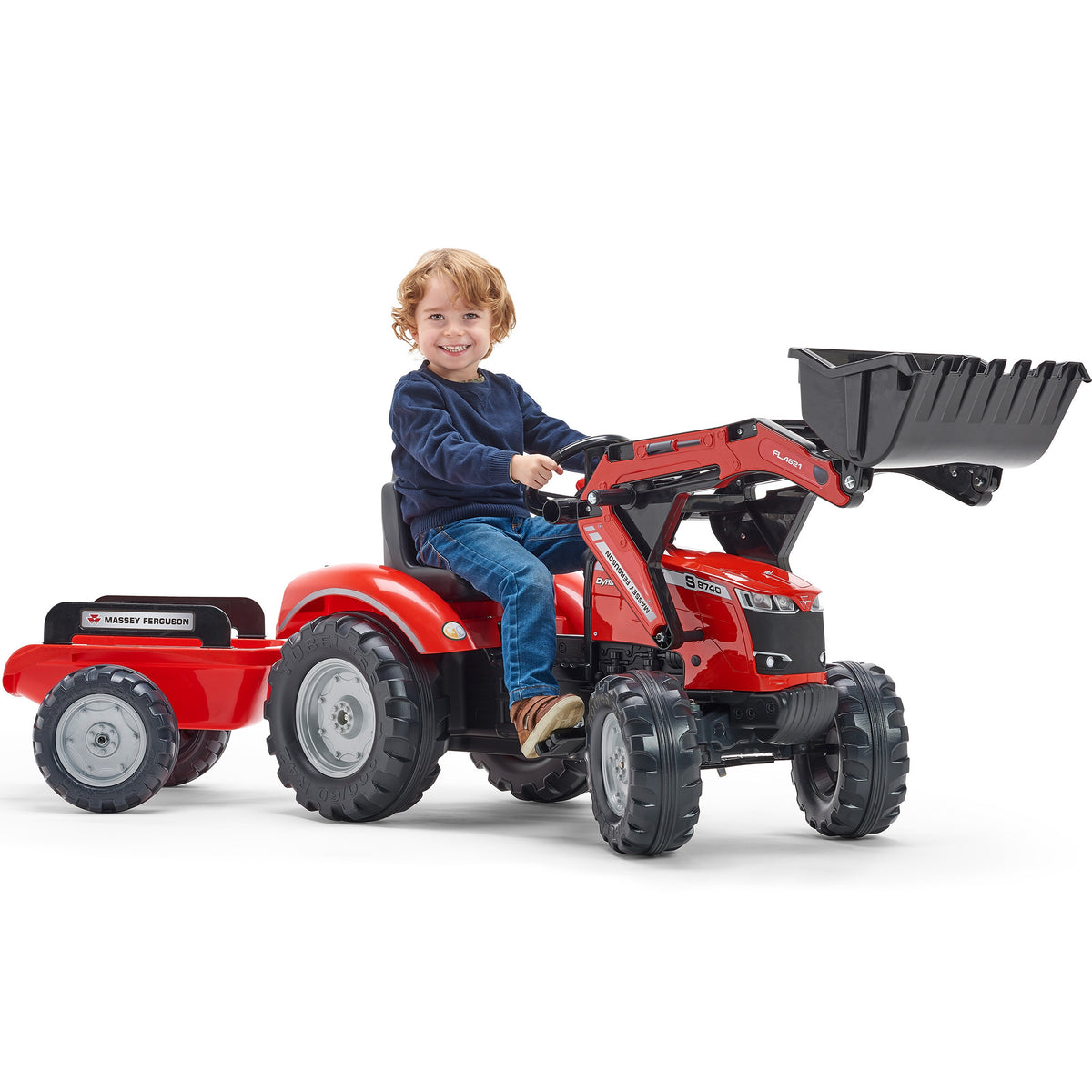 Ciągnik na pedały Falk Massey Ferguson 8740s z łyżką i przyczepą 3-7 lat