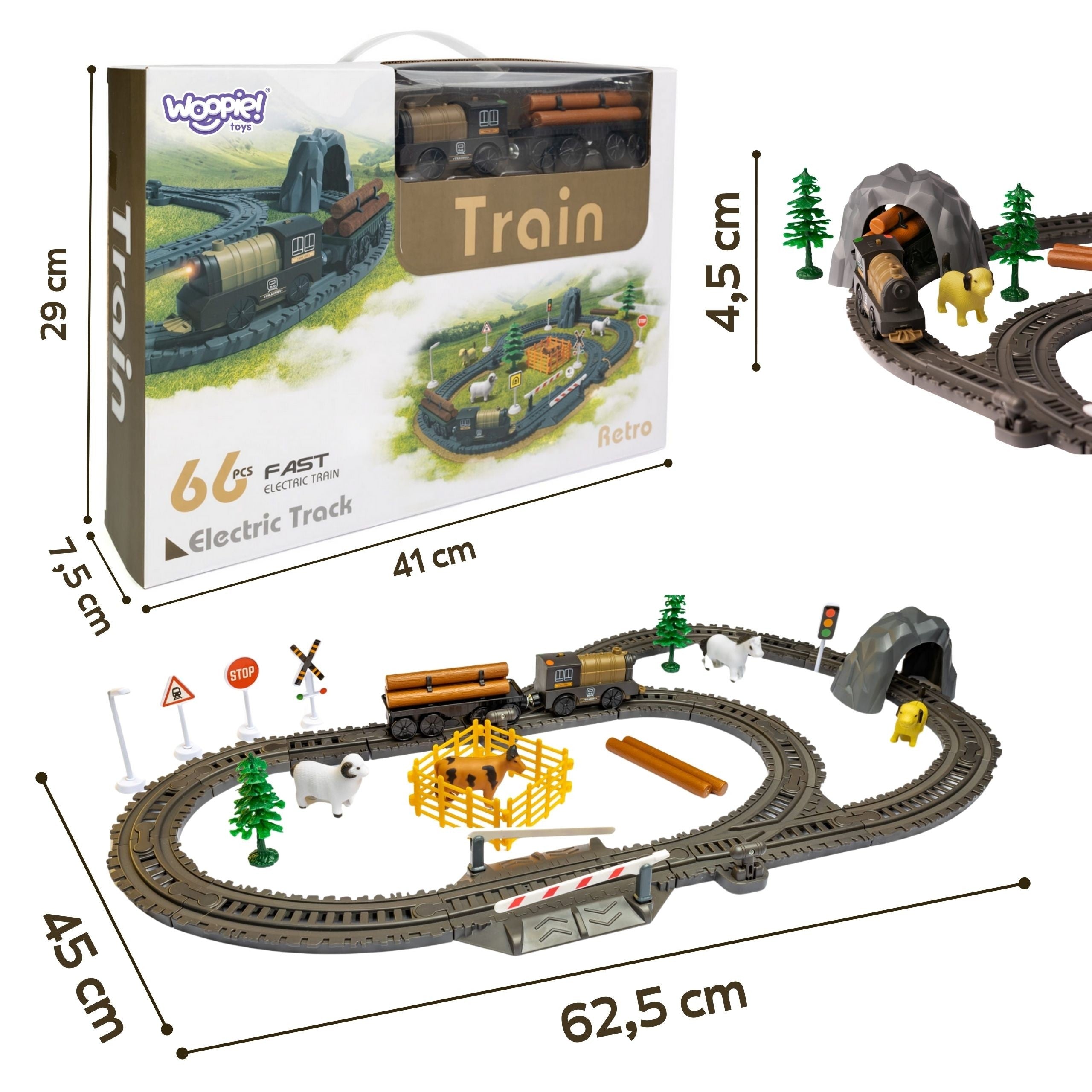 Woopie Electric Train Locomotive Retro Farm Track Xl 66 El.