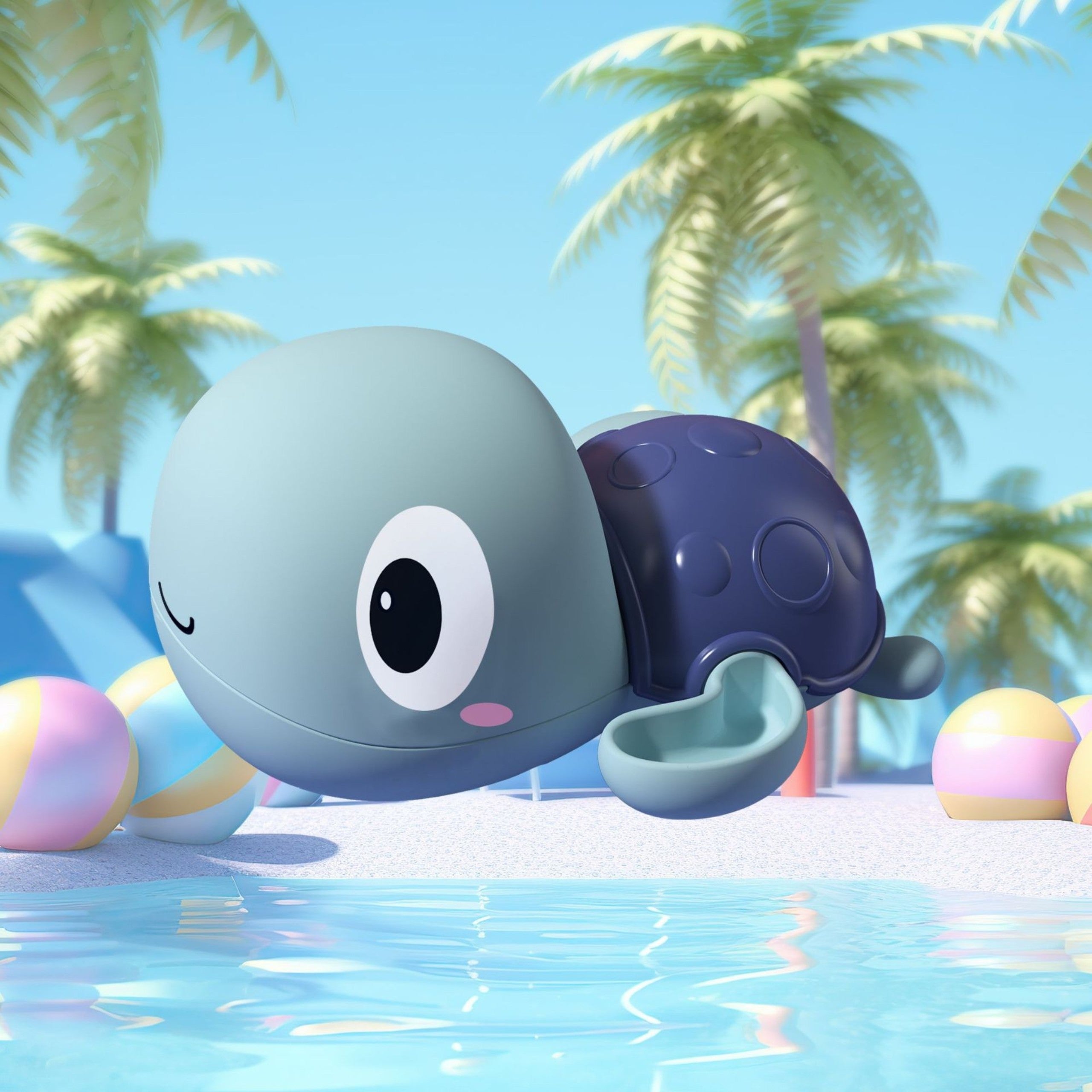 Woopie Turtle Swimming Wind-up Bath Toy Blue