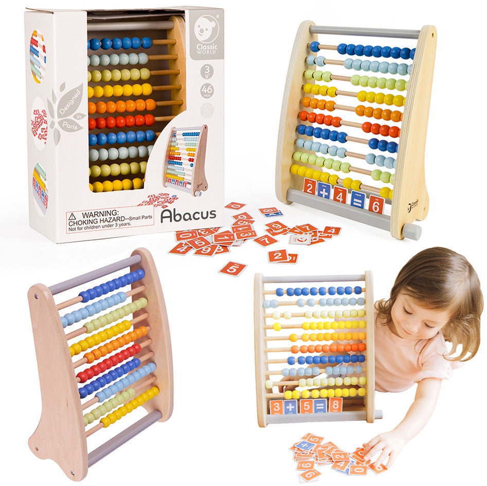 Classic World Wooden Abacus + Mathematical Operations 46 Pcs.