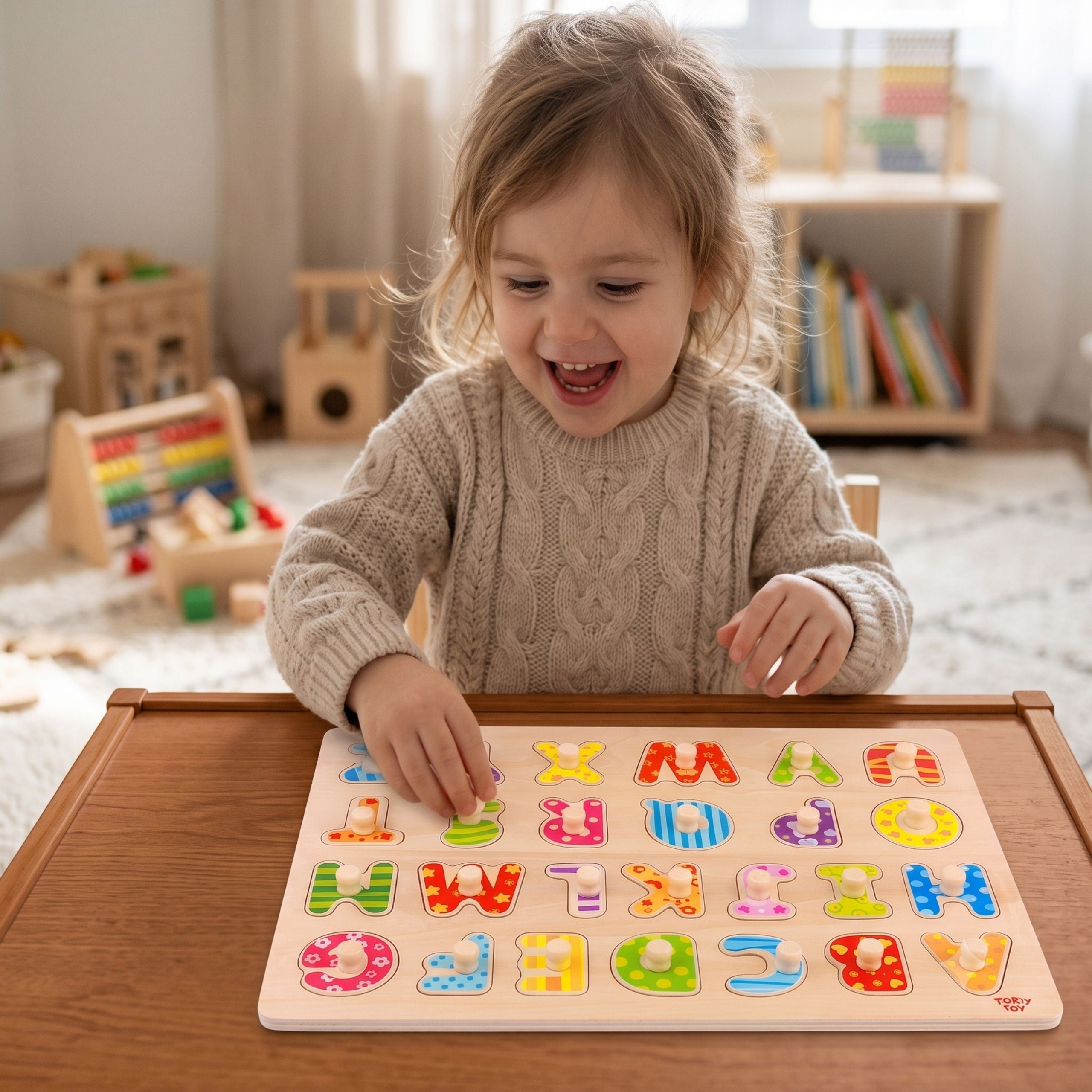 Tooky Toy Puzzle Montessori Alphabet Puzzle With Pins