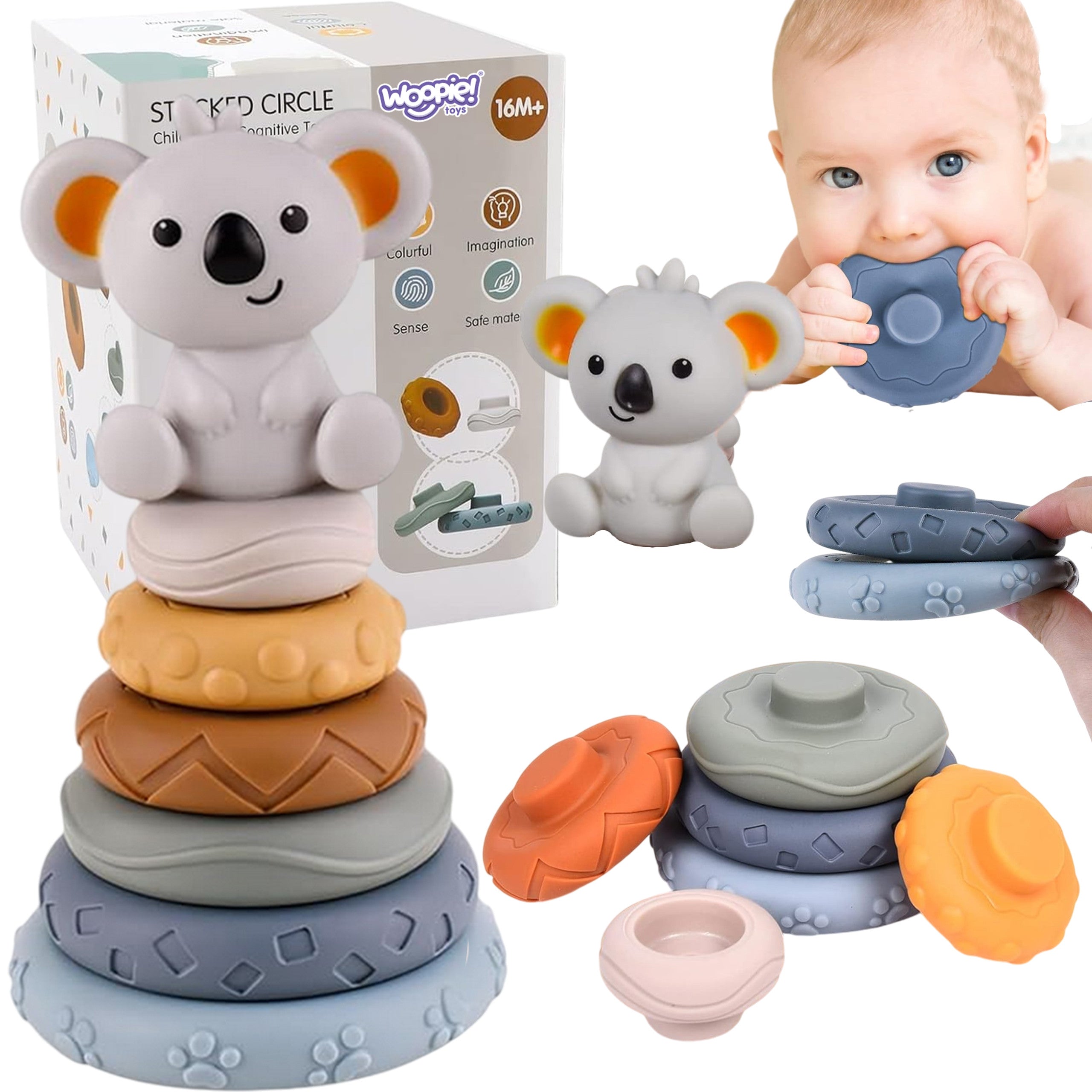 Woopie Baby Koala 2-in-1 Educational Pyramid Teether Set