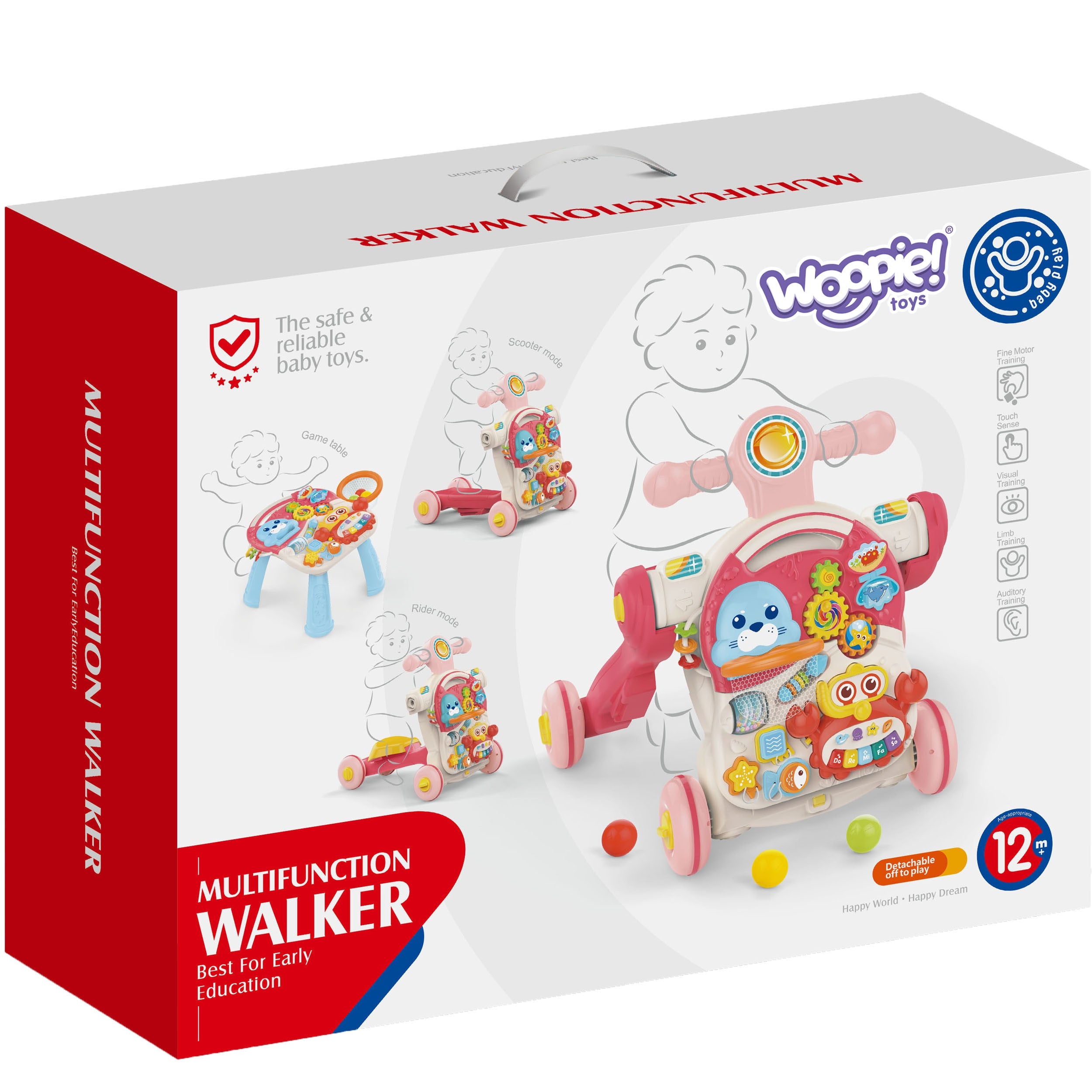 Woopie Baby Pusher Walker Mesa Educacional Scooter Ride-on 4 em 1