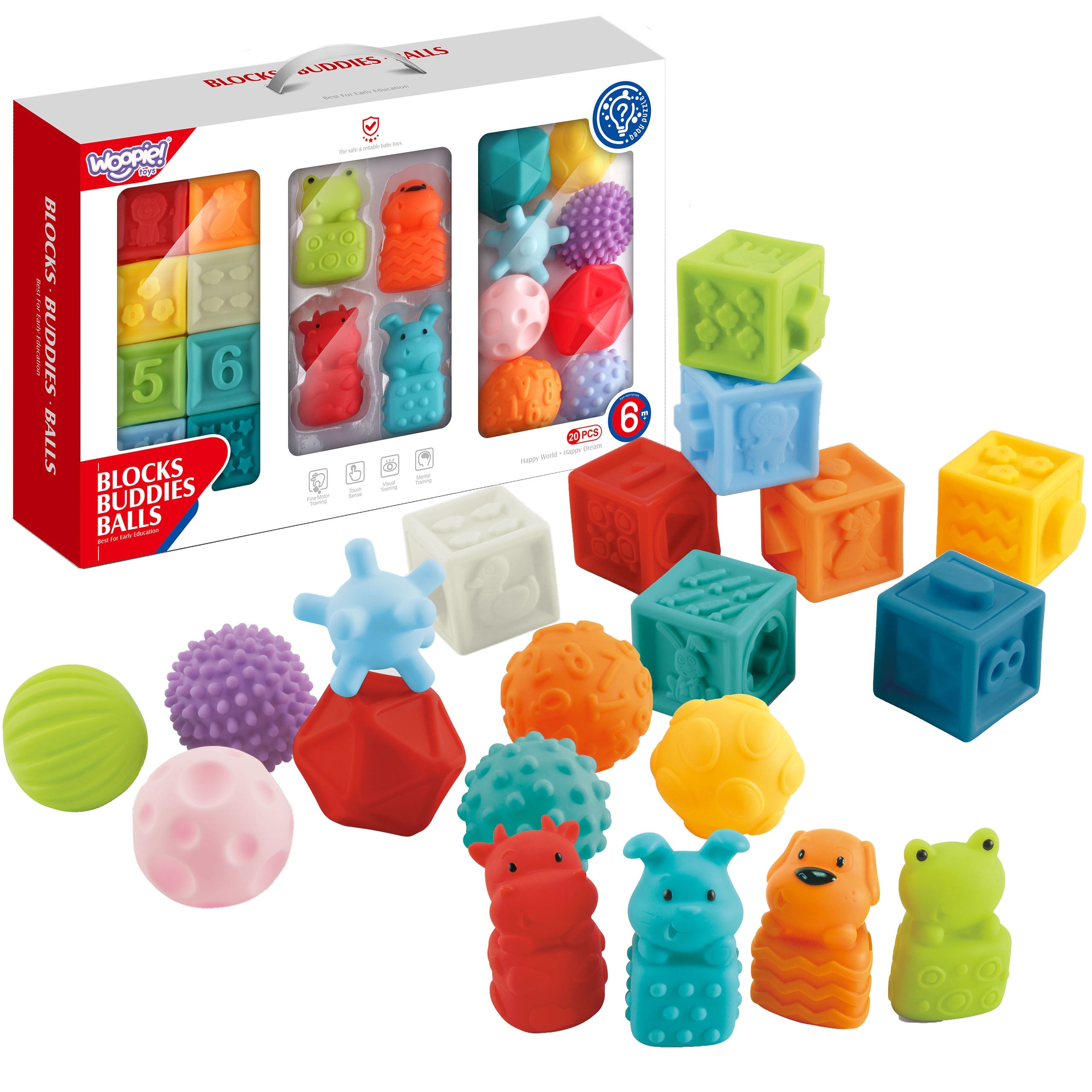 Woopie Baby Sensory Puzzles Squeeze Puzzle Sound Learning To Count 20 Pcs.