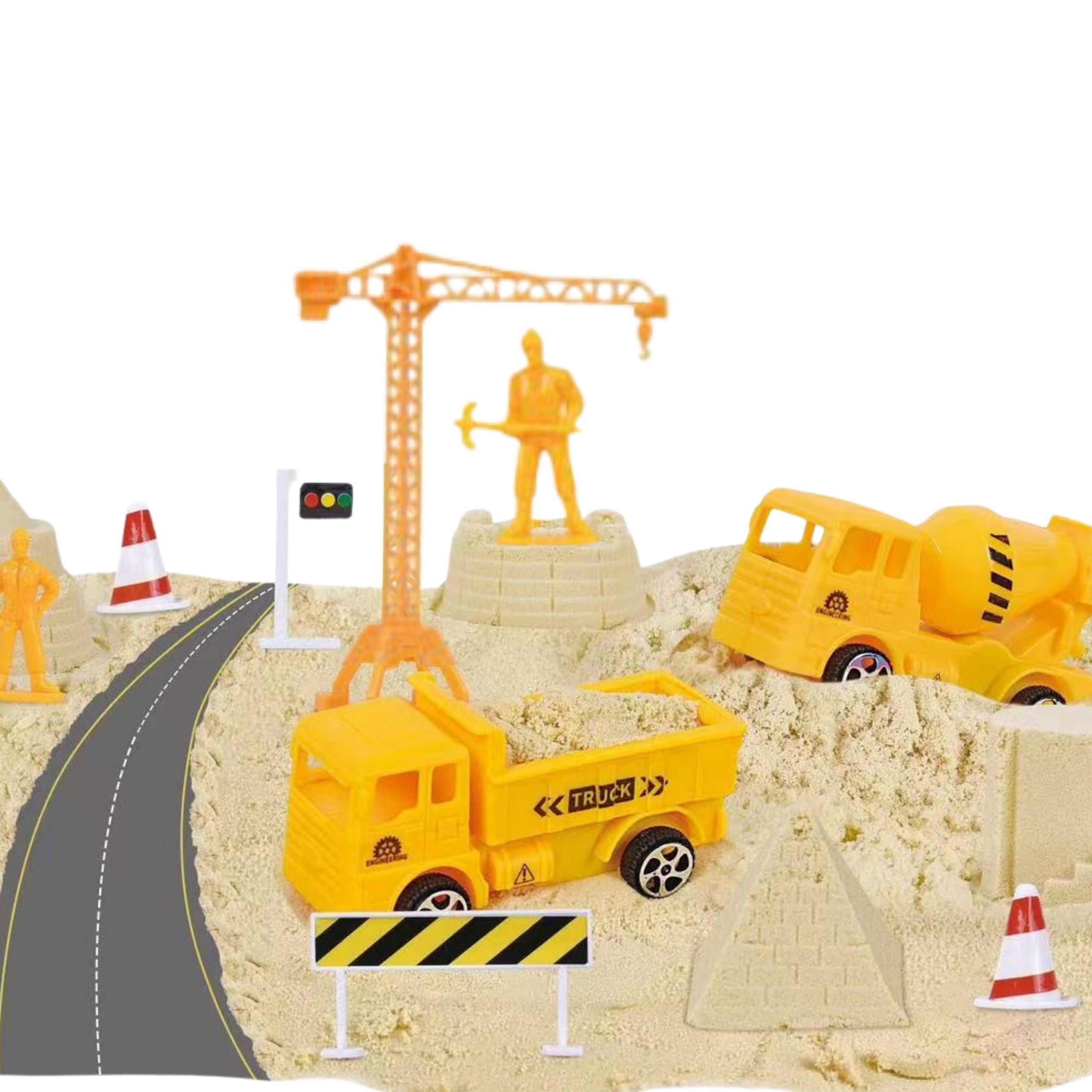 Woopie Kinetic Sand Construction Site Suitcase Crane Cars