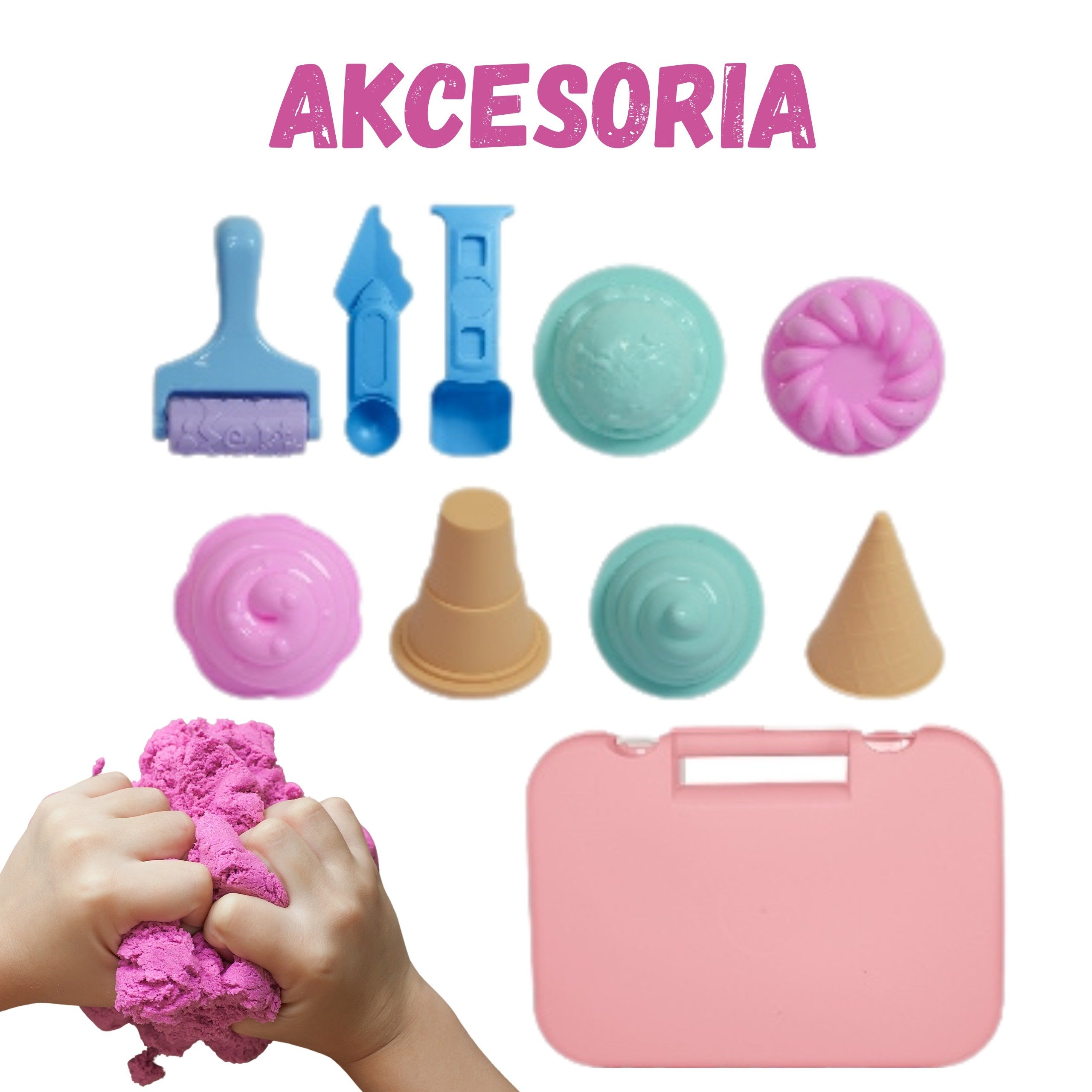 Woopie Kinetic Sand Set Is i en kuffert 1 kg + tilbehør