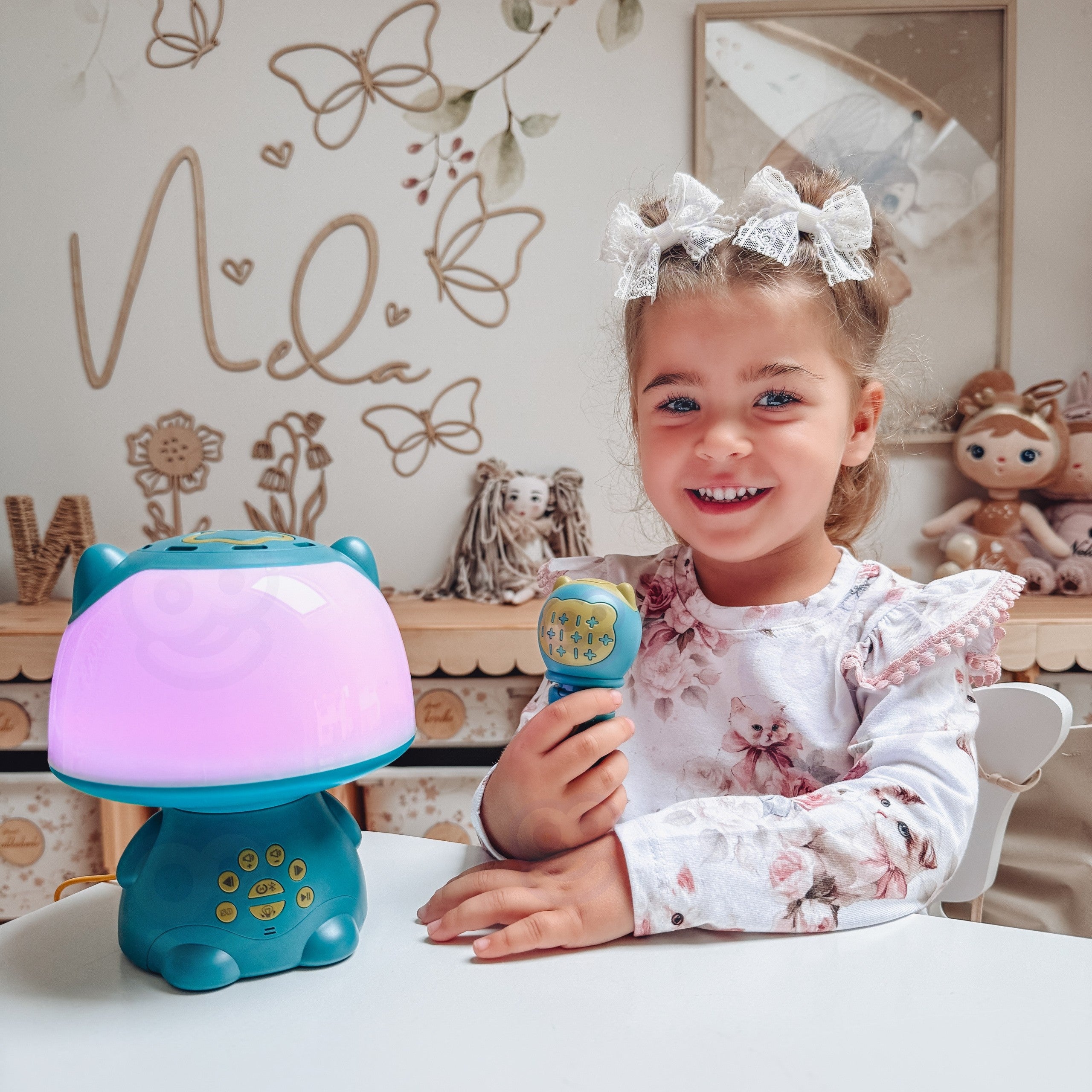 Woopie Lampe Rgb Multifonctionnelle Haut-Parleur Bluetooth Karaoké Modulateur Vocal Carte SD Aux Turquoise