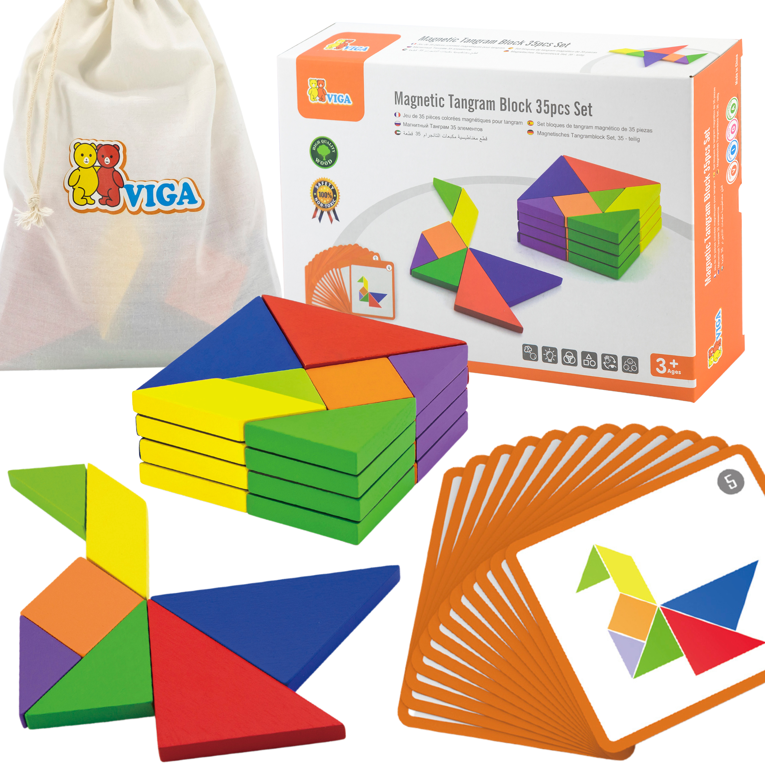 Viga Tangram Juego de lógica de madera Puzzle certificado Fsc