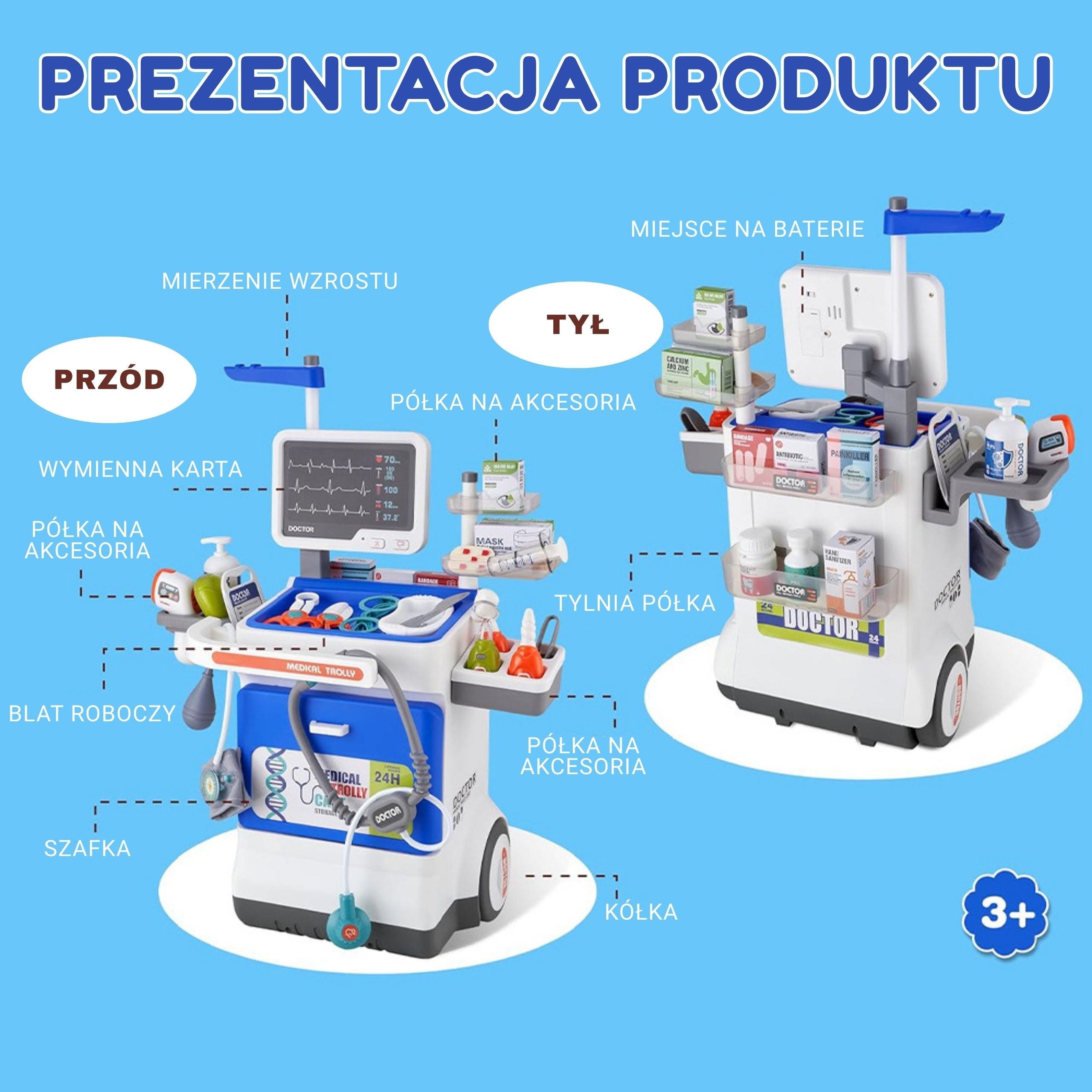 Woopie Interactive Little Doctor's Trolley Medical Set X-ray 115cm
