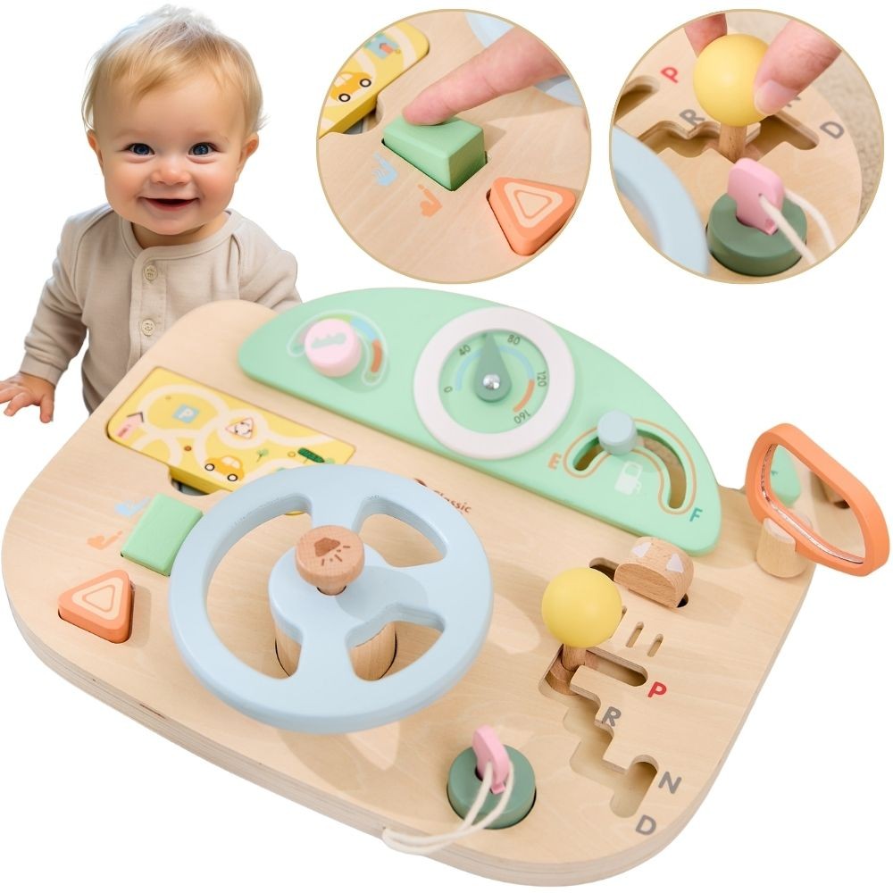 Classic World Wooden Manipulation Board Multifunction Motorized Steering Wheel