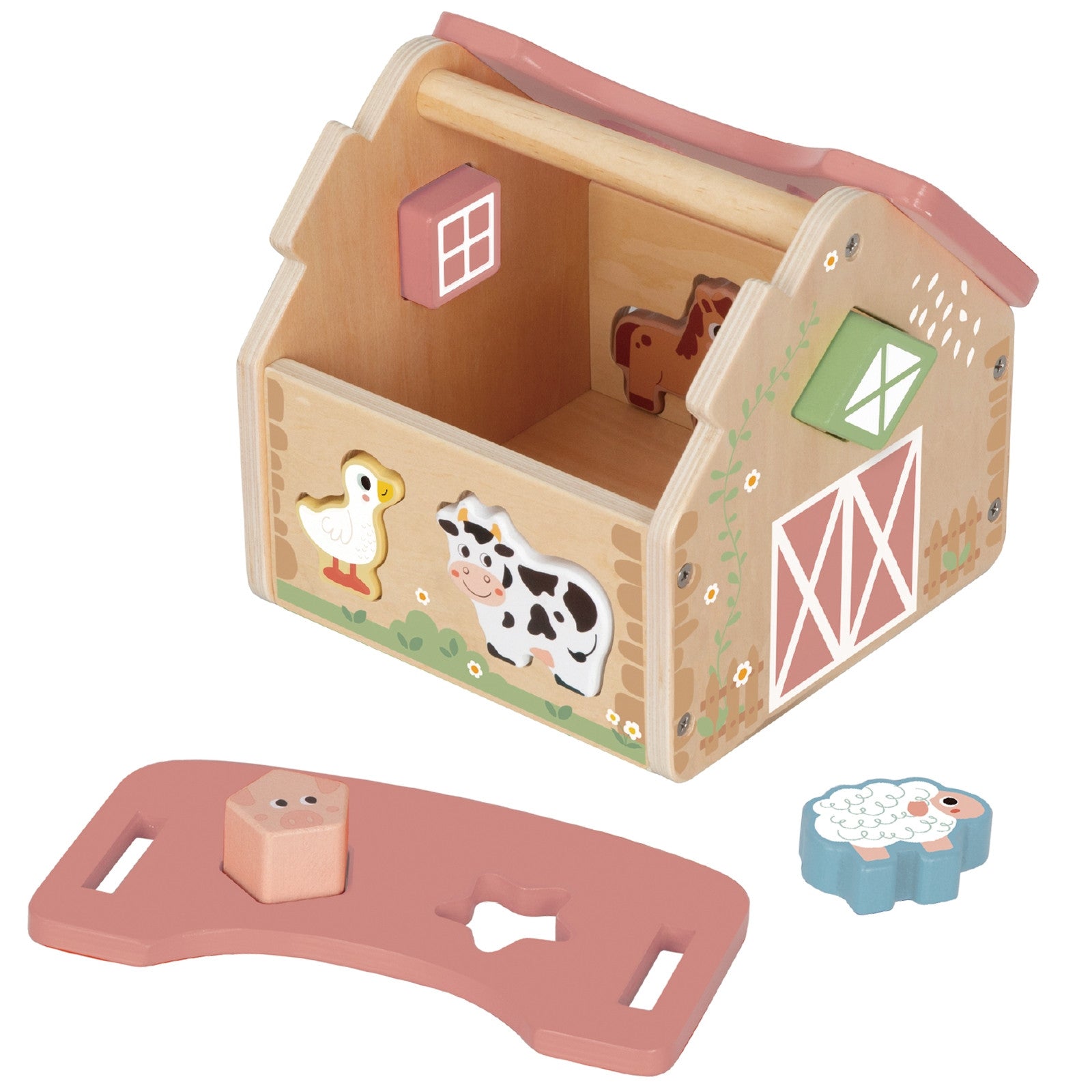 Woopie Green Wooden Farm Shape And Color Sorter 13 Pcs.