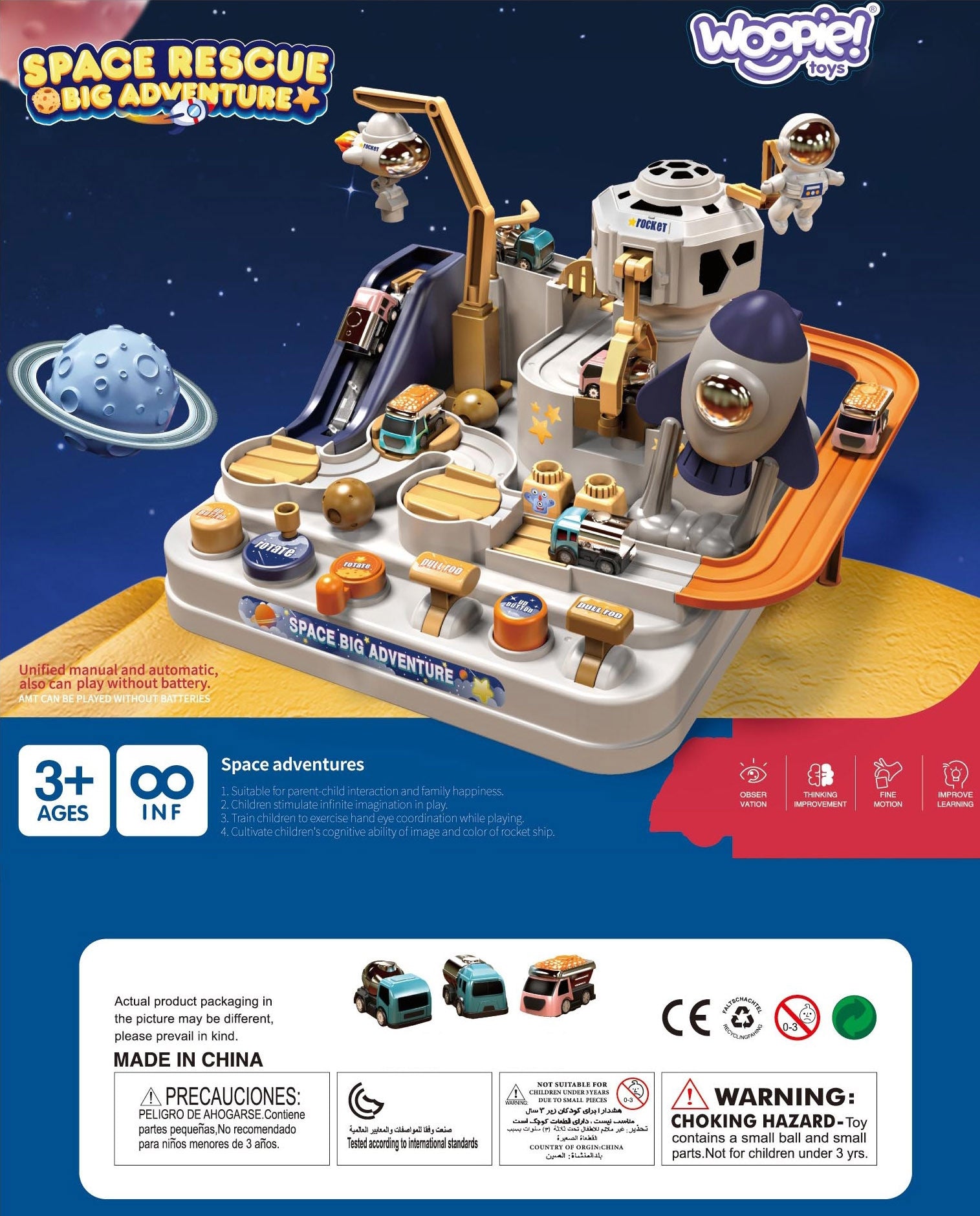 Woopie Interactive Car Obstacle Course Aventure spatiale de l'astronaute