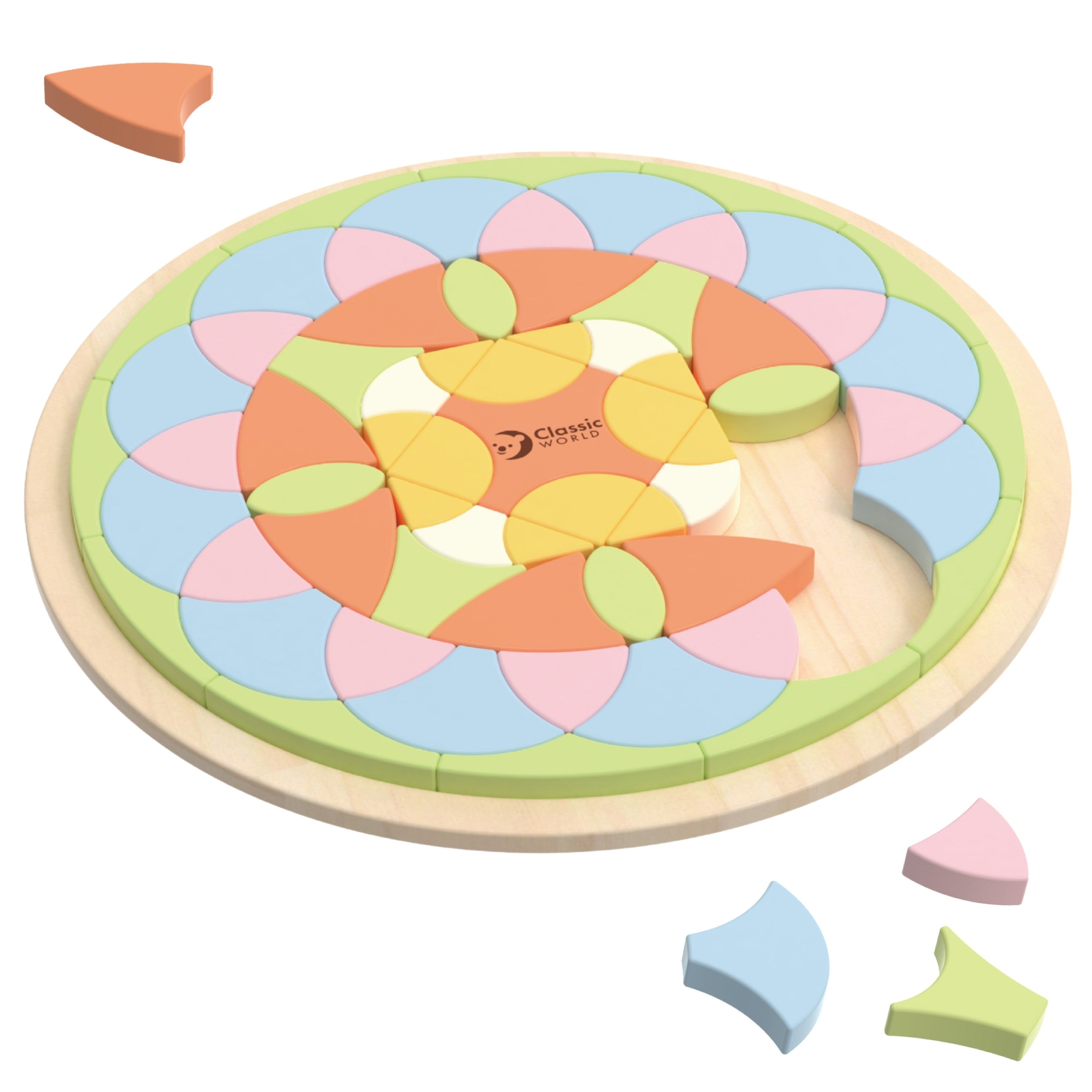 Klasszikus világ pasztell mandala Montessori puzzle mozaik virágok
