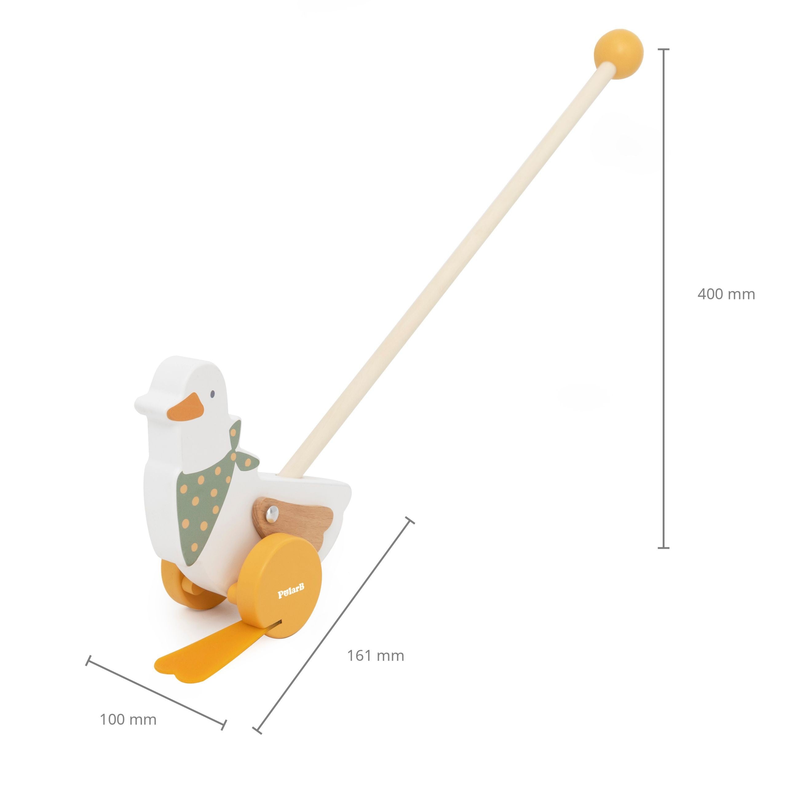 Viga Polarb Oca da Spinta in Legno su Bastone per Bambini 12M+