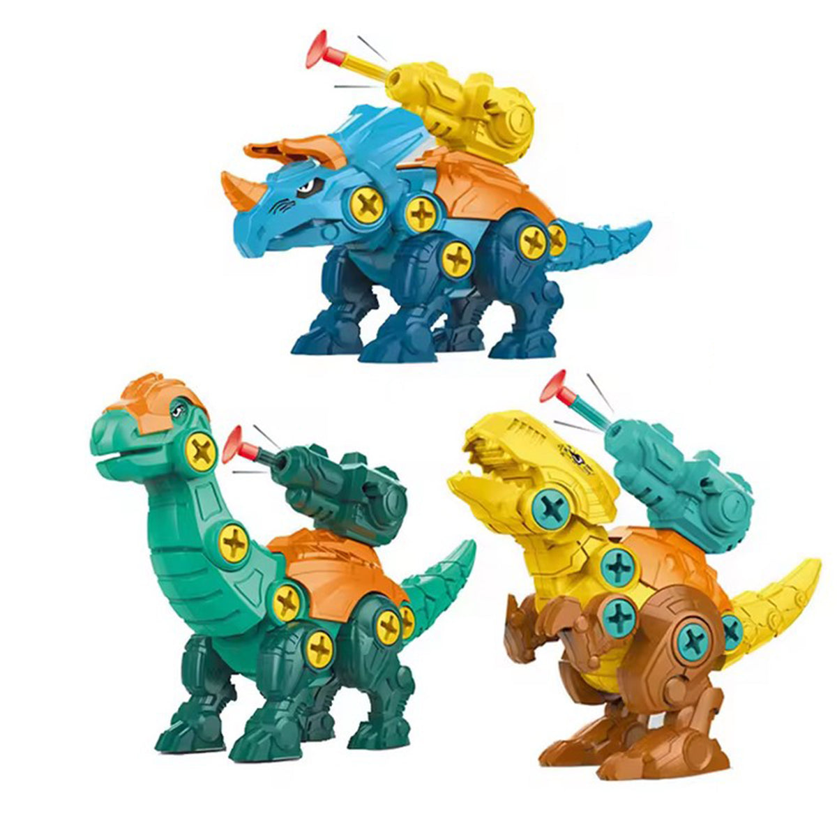 Woopie Dinosauri da avvitare Set da costruzione da 3 pezzi in una scatola + trapano e cacciavite