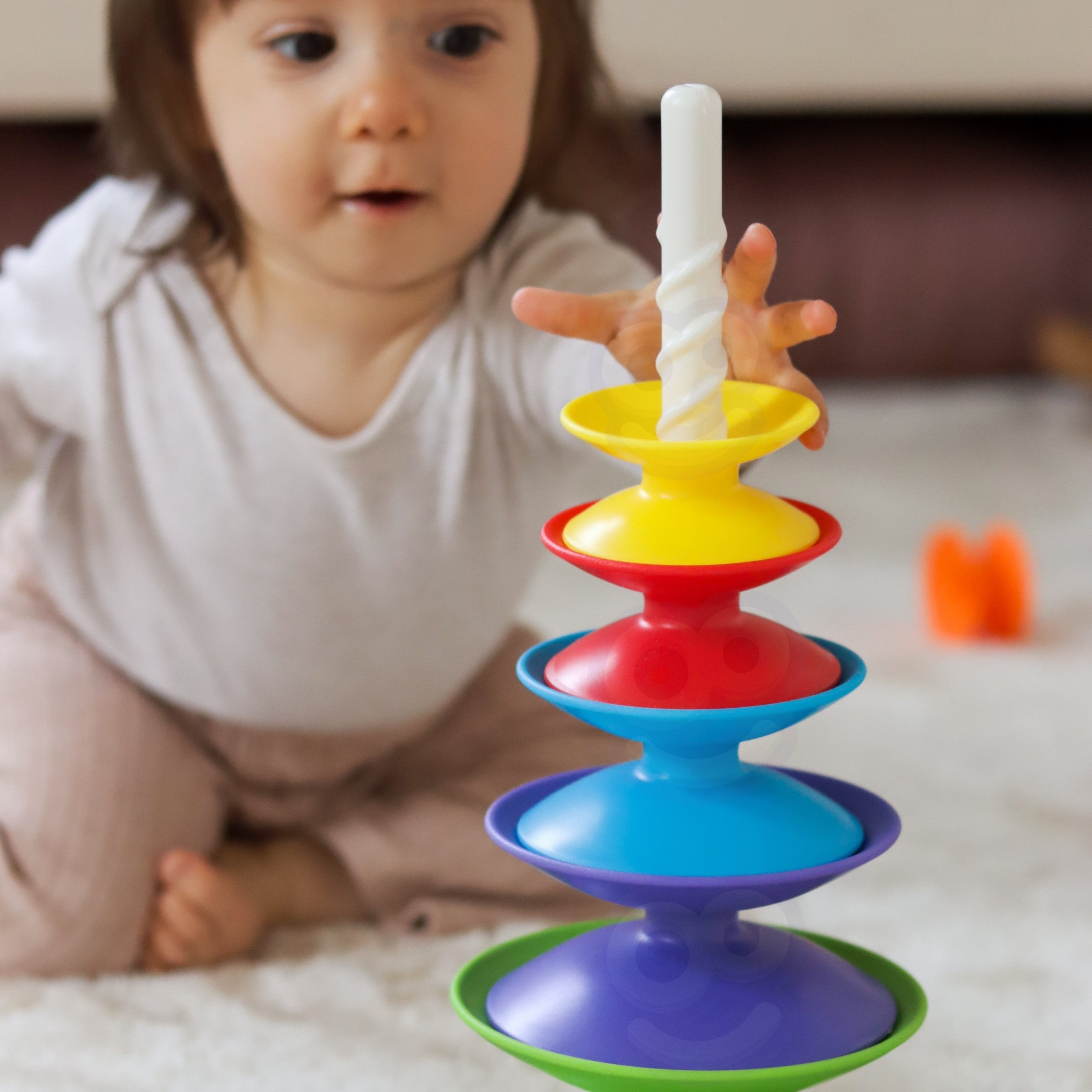 Woopie Baby Цветна кула Пъзел Пирамида Образователен 18м+