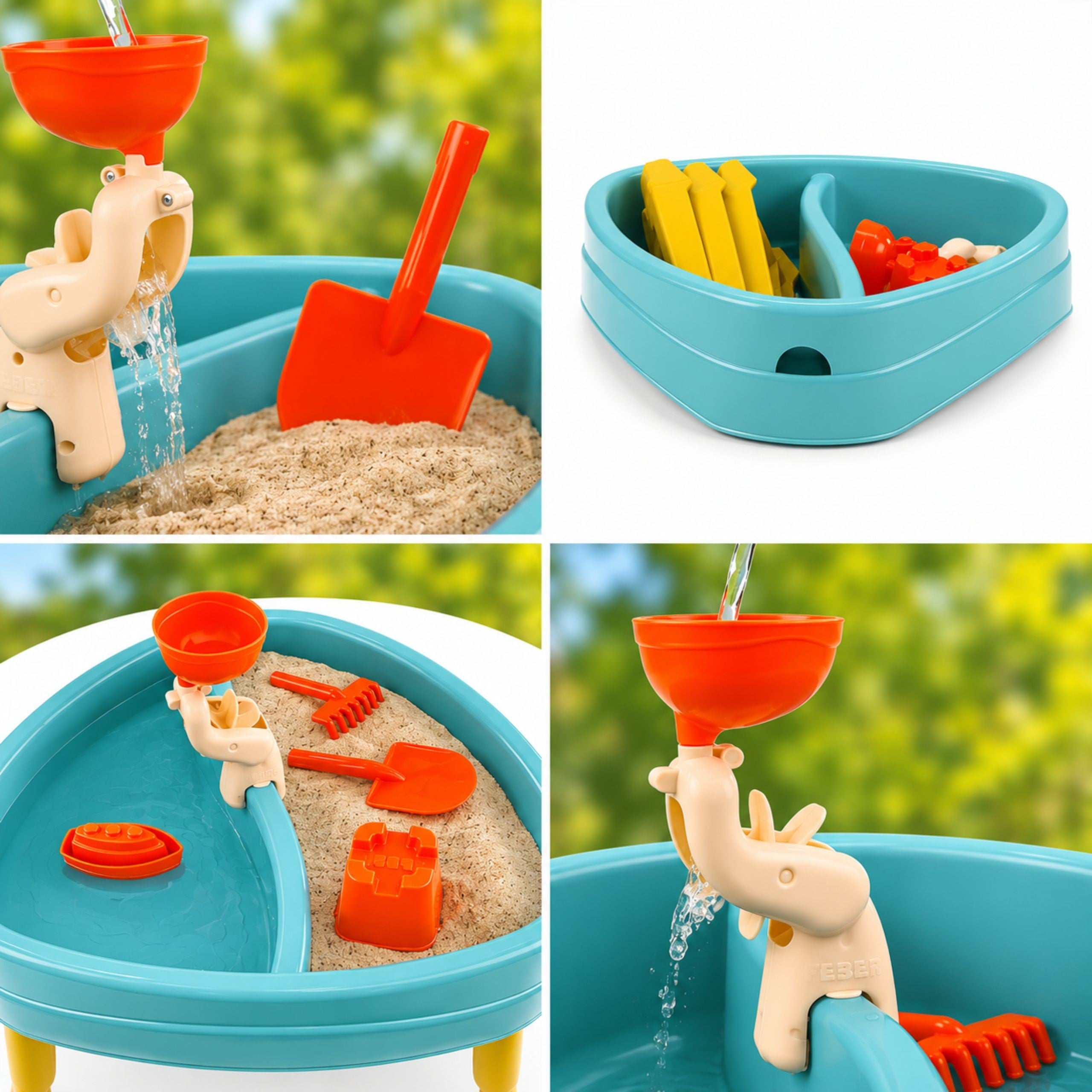 Mesa de água casual 3 em 1 Feber com tampa Sandbox Mesa de piquenique Acessórios para mesa
