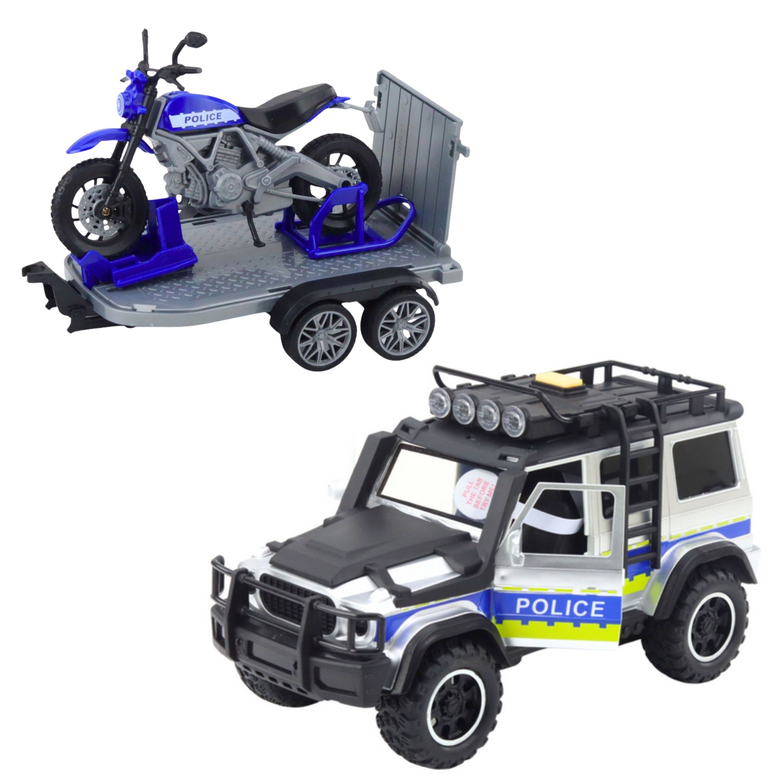 Véhicule tout-terrain de police Woopie avec ensemble de remorques de moto