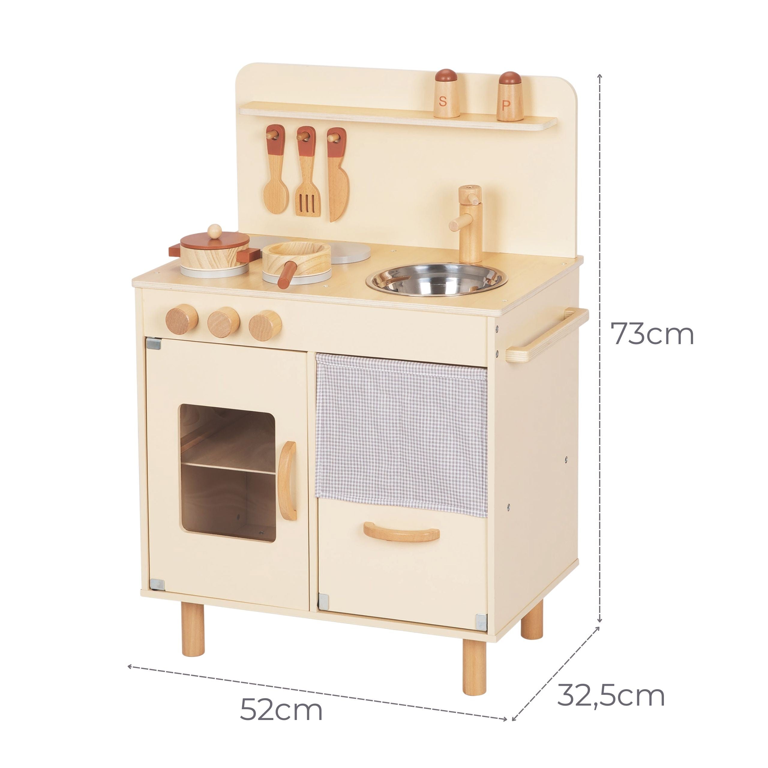 Tooky Toy Cucina Beige In Legno Con Accessori