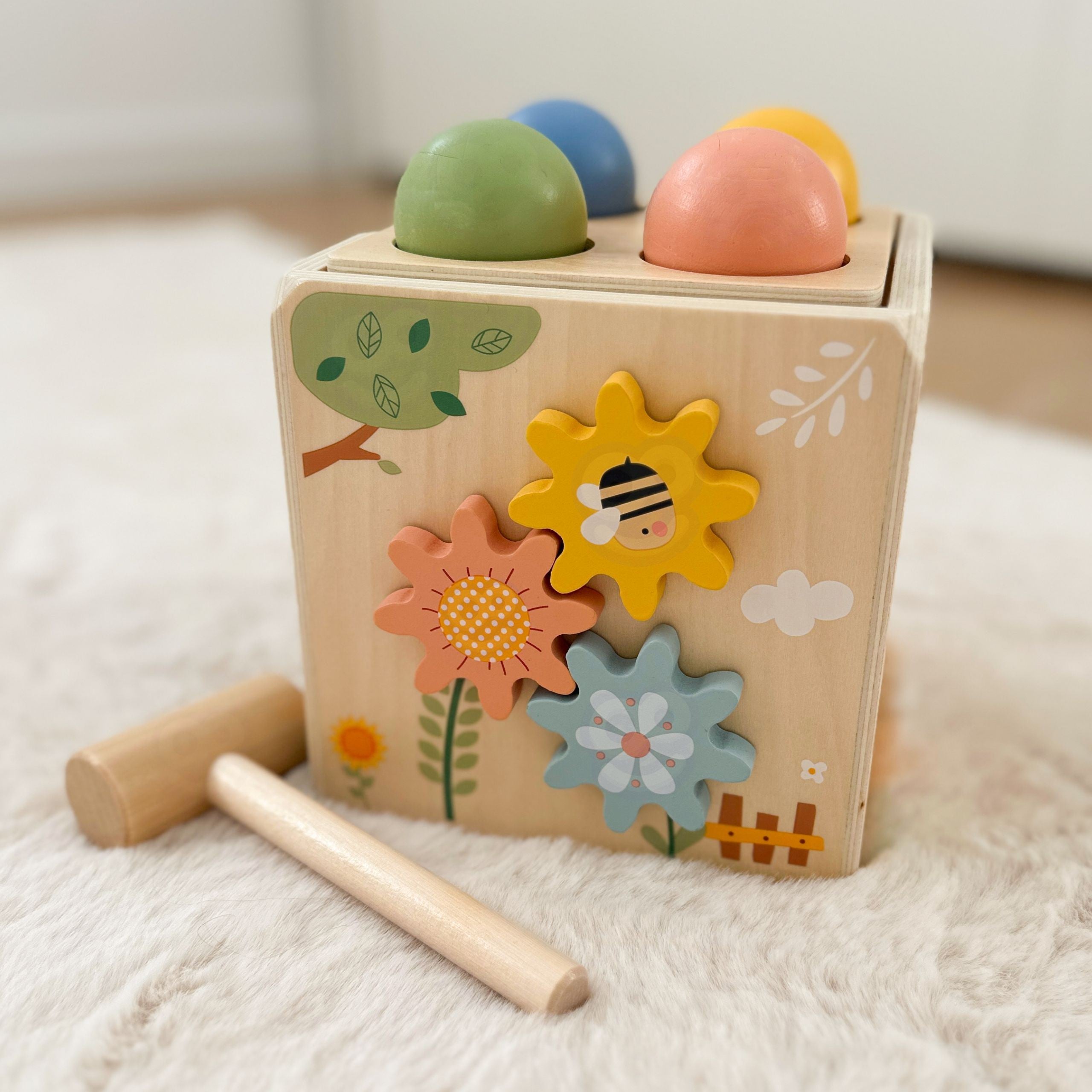 Tooky Toy Wooden Spring Educational Cube 5-in-1