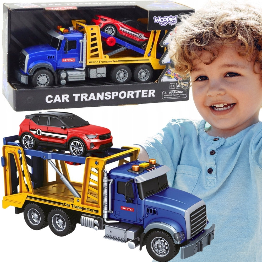 Woopie Tow Truck Transporter With Car Light Sound Scale 1:14