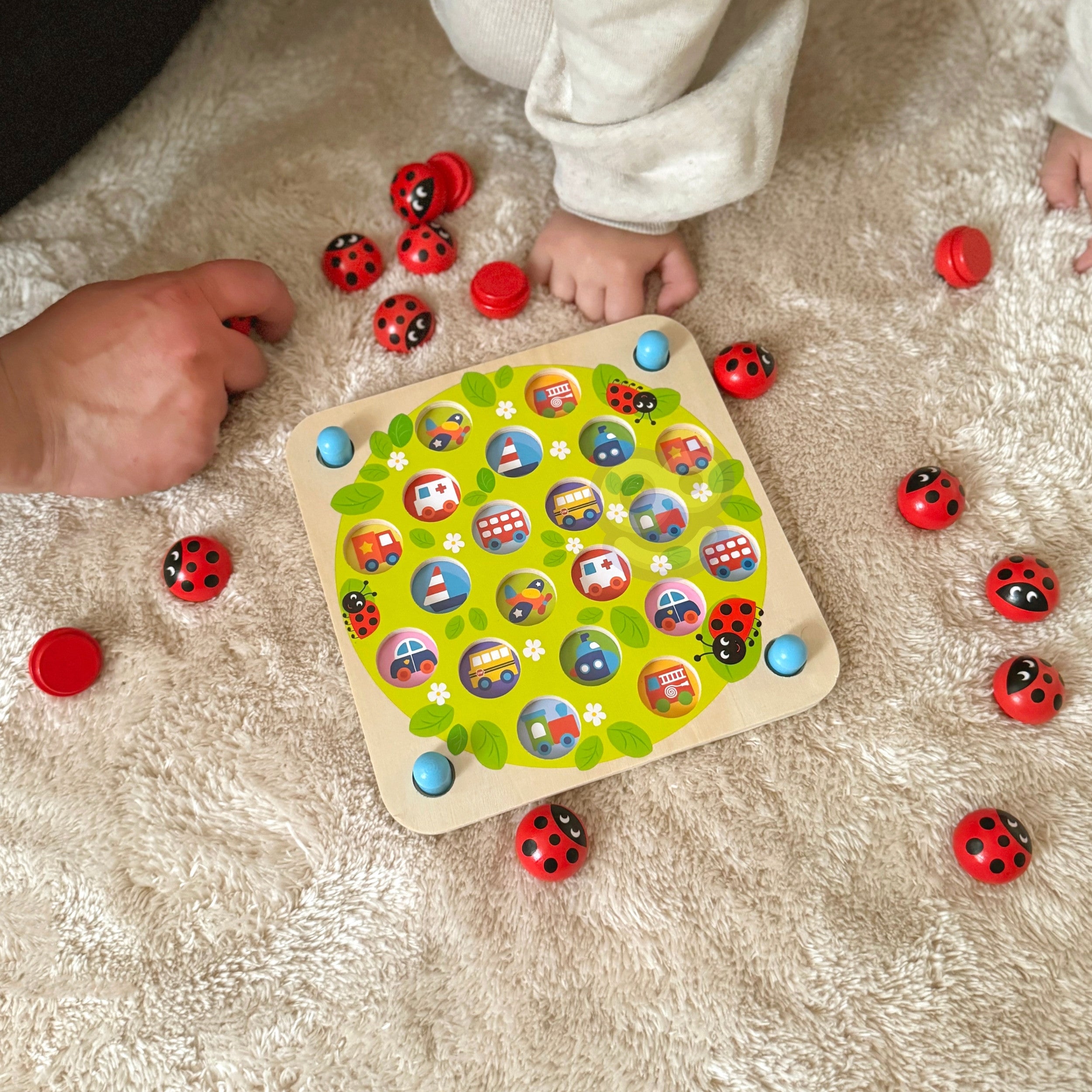 Woopie Green Memory Wooden Educational Memory Game Ladybug Puzzle