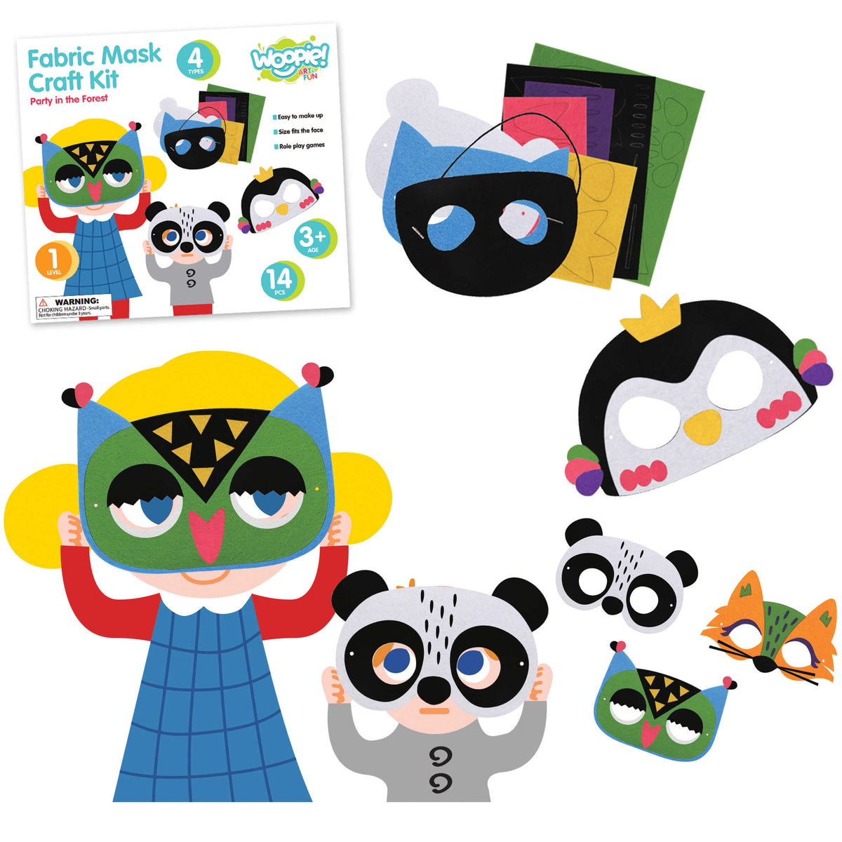 Woopie Art&fun kreativní sada filcových masek 4 ks.