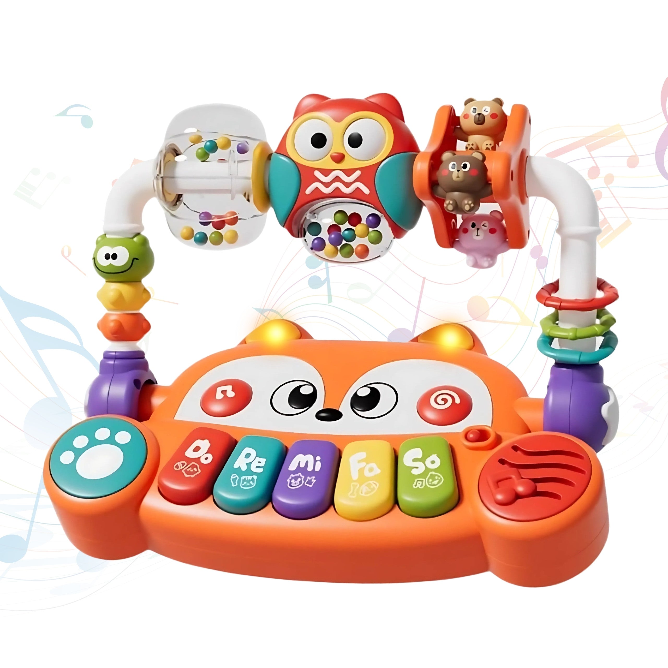 Woopie Baby interaktívne vzdelávacie klavírne senzory Fox Led hrkálky