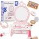 Classic World Wooden Toiletbord til piger med spejl + glattejern 11 tilbehør