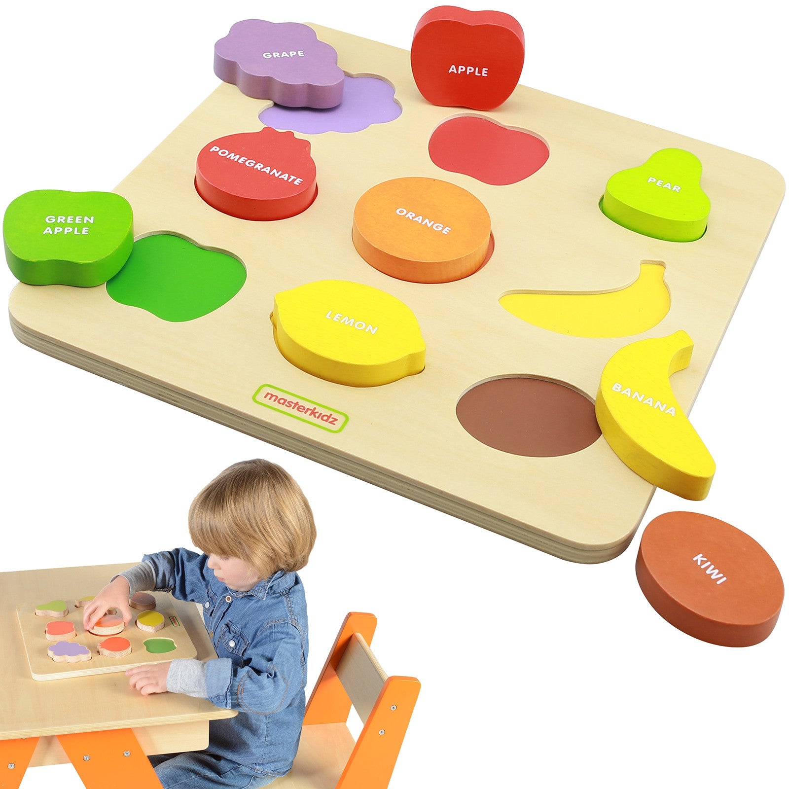 Masterkidz Houten Vormensorteerder Kleurrijk Fruit Montessori