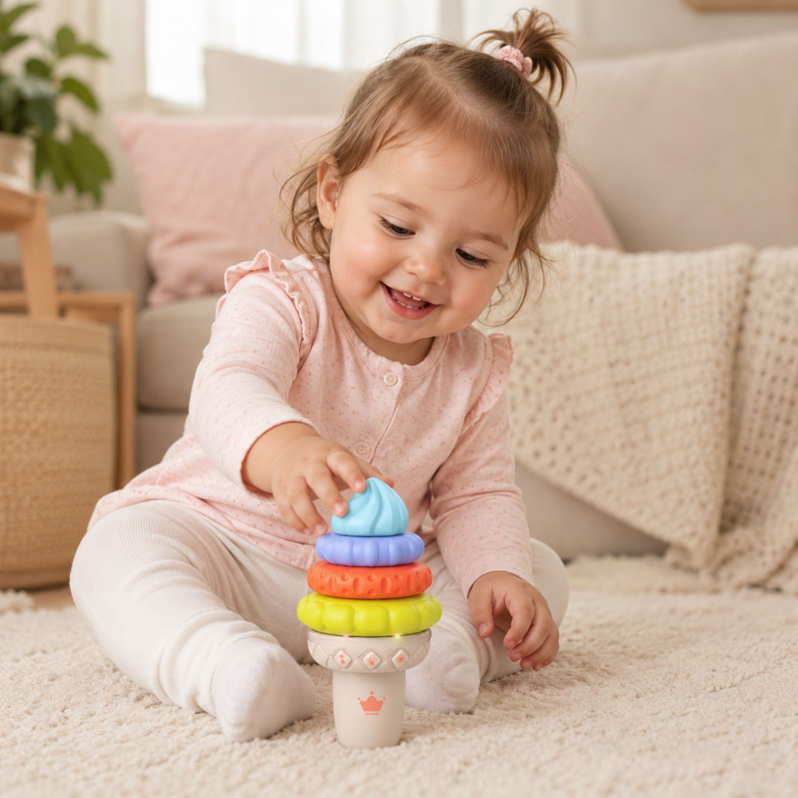 Woopie Baby Musical Ice Cream Educational Sensory Puzzle 5 Pieces Sound Light