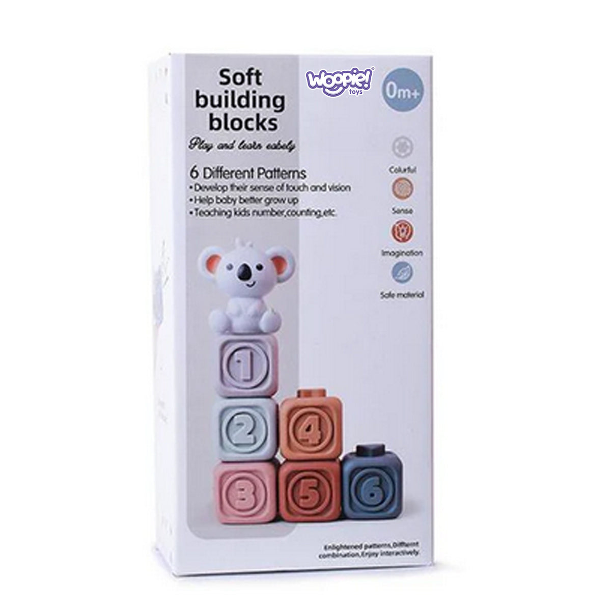 Woopie Baby Lernpyramide Set Sensorische Blöcke 2in1 Beißring Zahlen