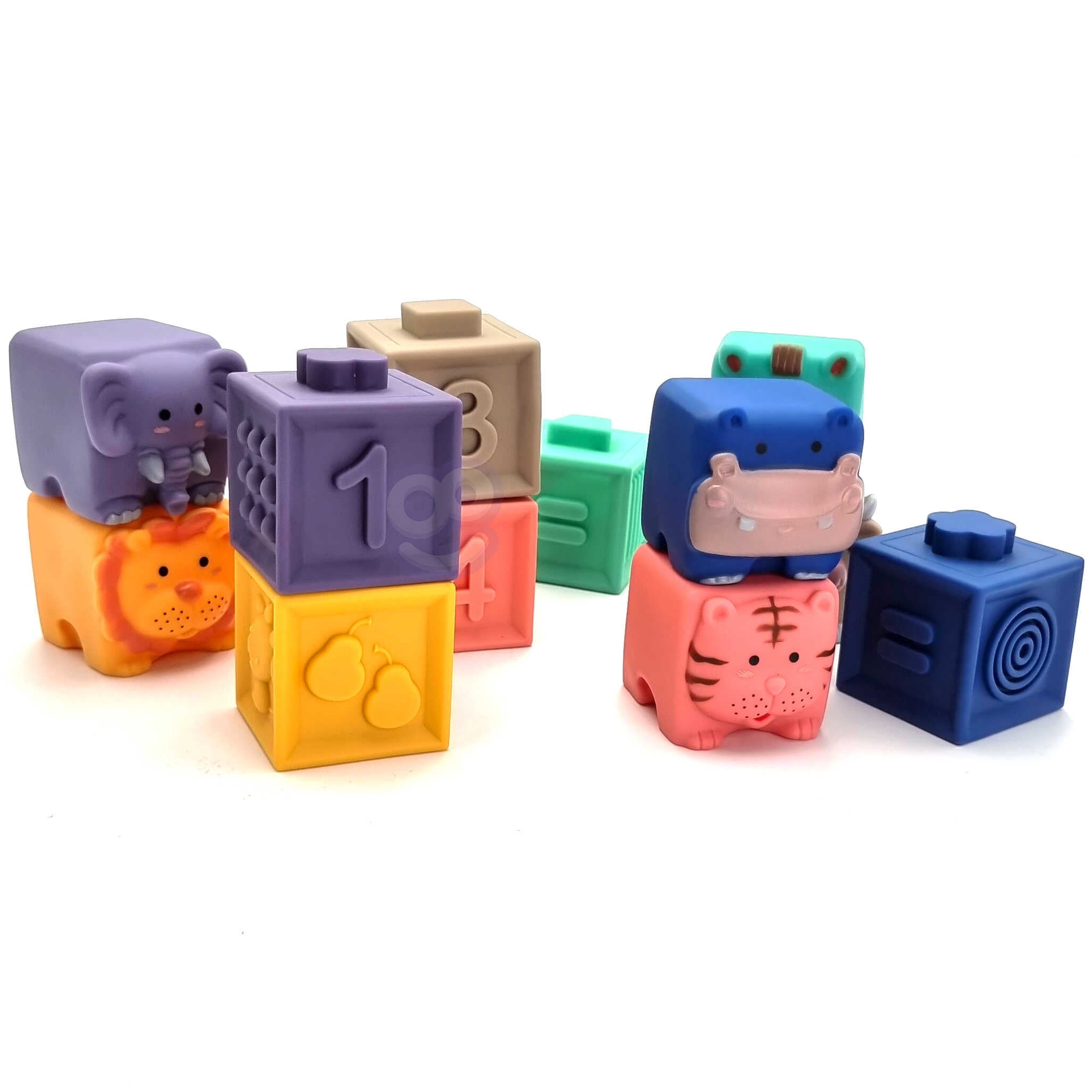 Woopie Bébé Blocs Sensoriels Squeeze Puzzle Apprentissage Sonore Comptage 12 Pcs.